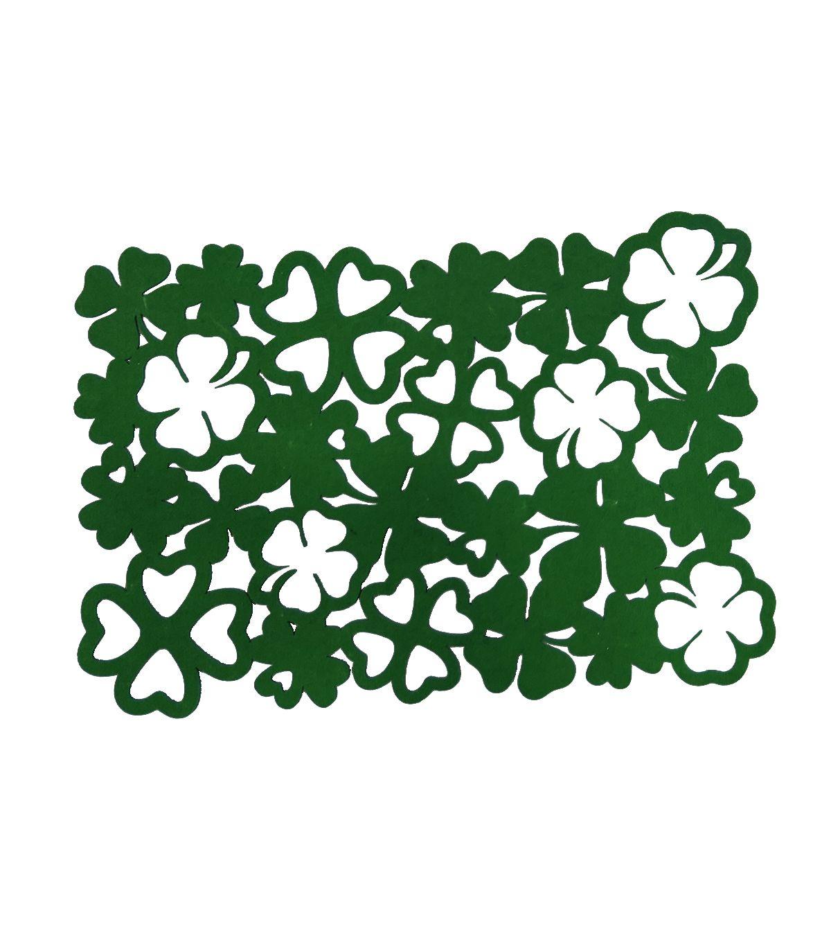 St. Patrick's Day Decor 19''x13'' Felt Shamrock Placemat