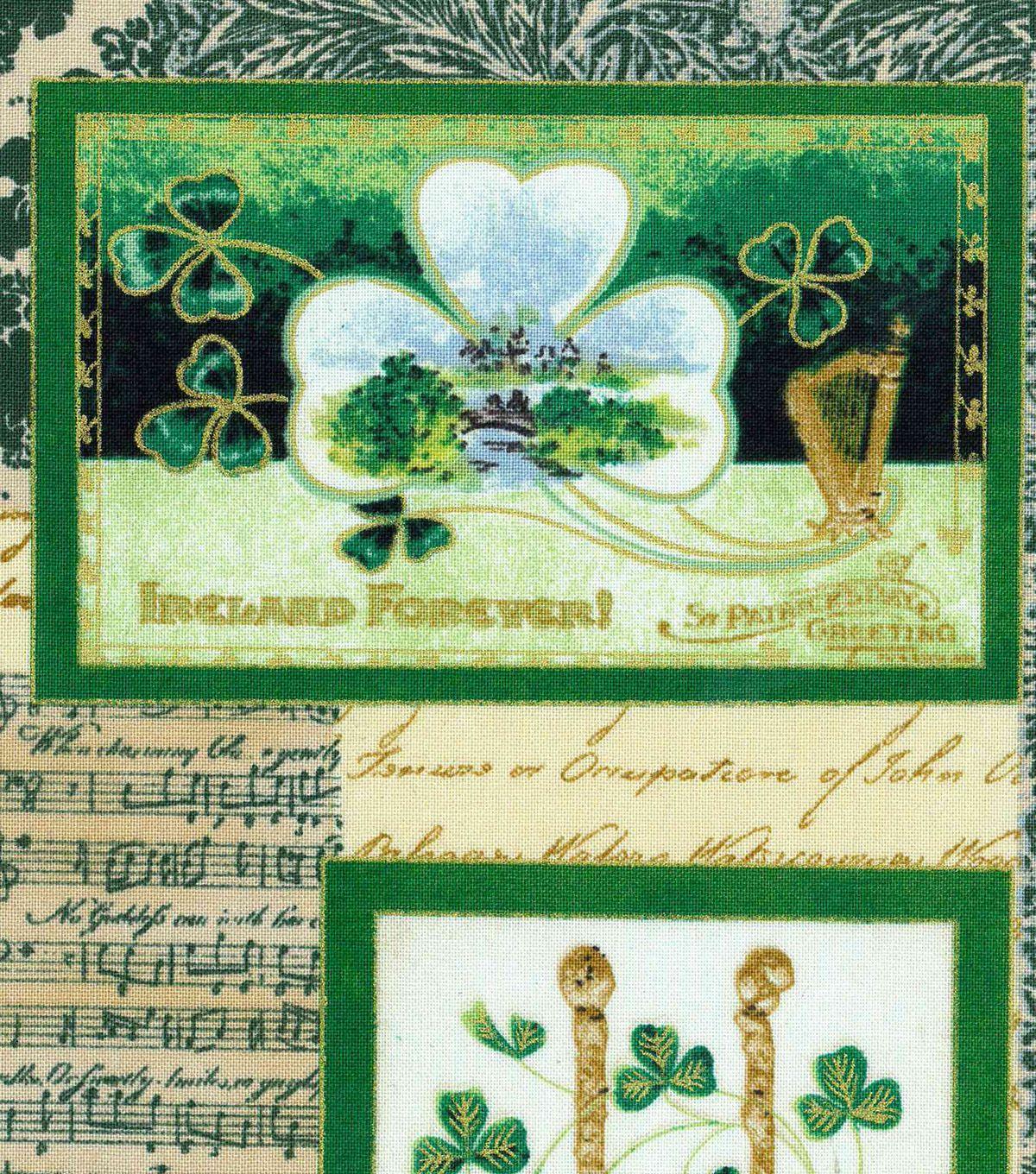 St. Patrick's Day Fabric -Vintage Irish Block