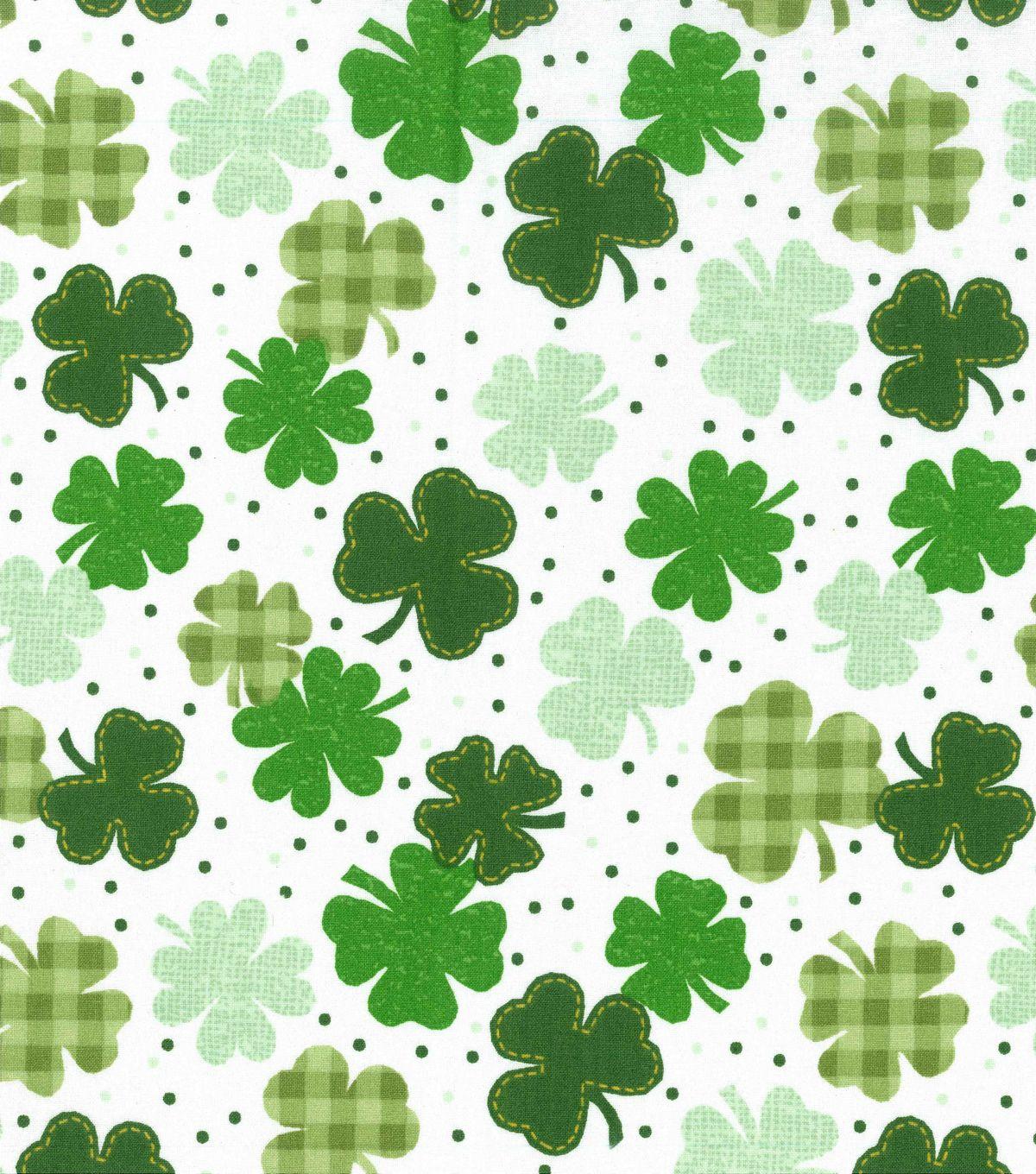 Holiday Inspirations Fabric- Gingham Clover On White