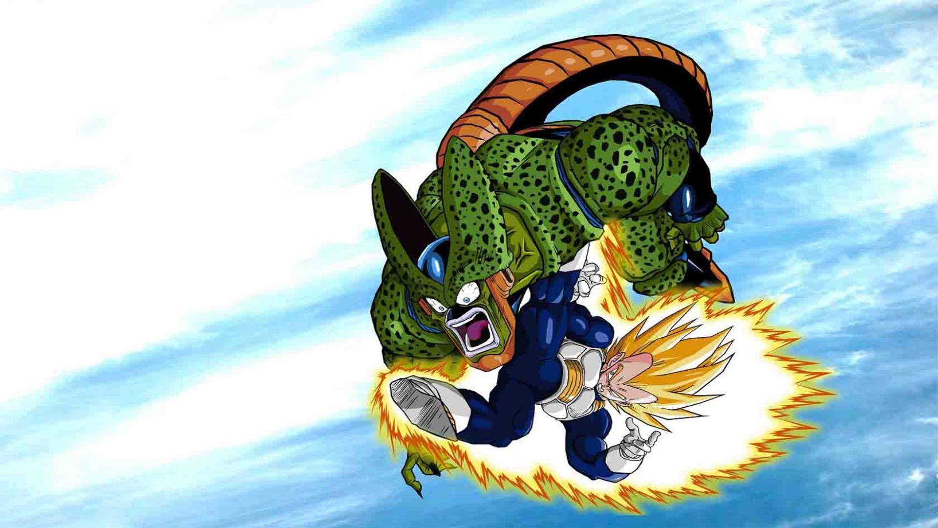 Anime Dragon Ball Z Vegeta Versus Cell Image HD 1920x1080px HD