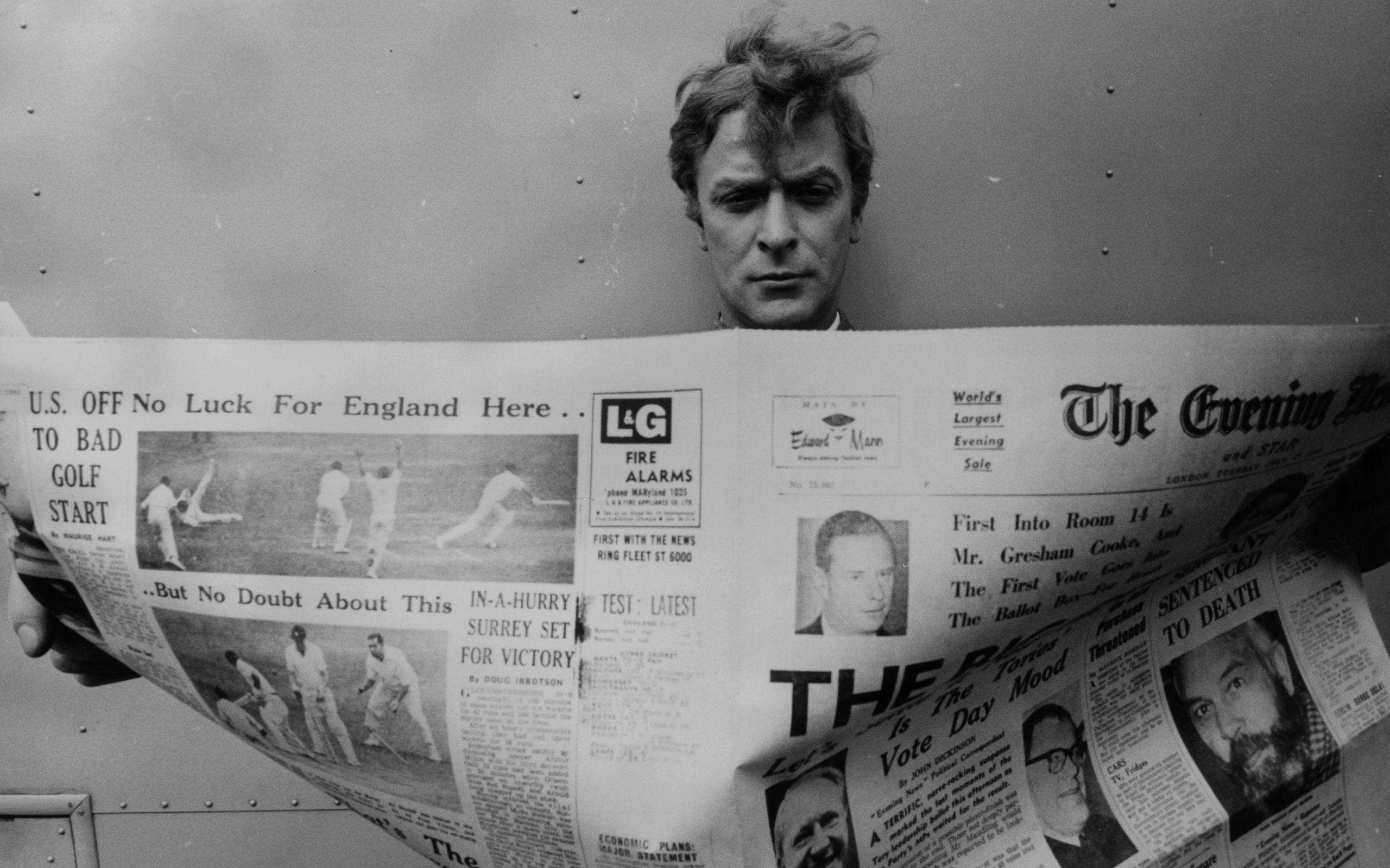Men grayscale actors British newspapers Michael Caine wallpaper