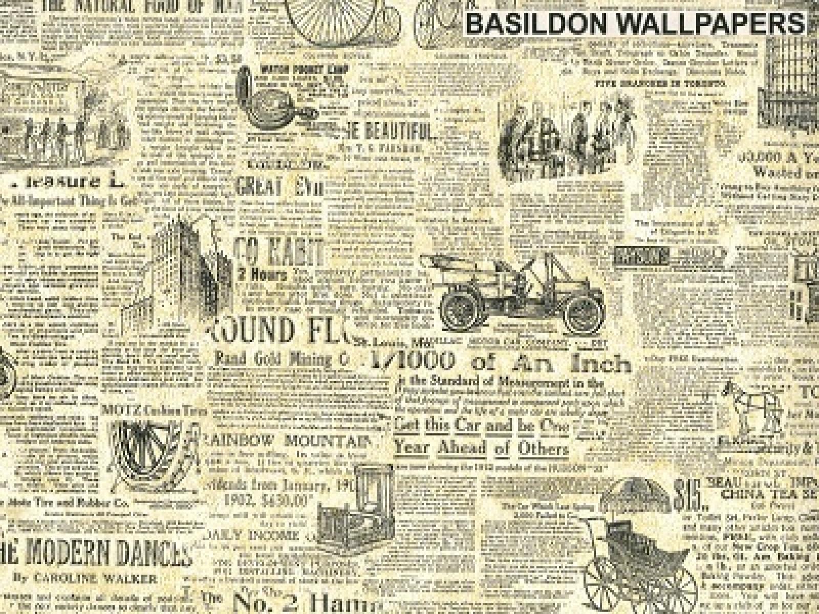 Vintage Newspaper Wallpaper #HWZ288S, Wallimpex
