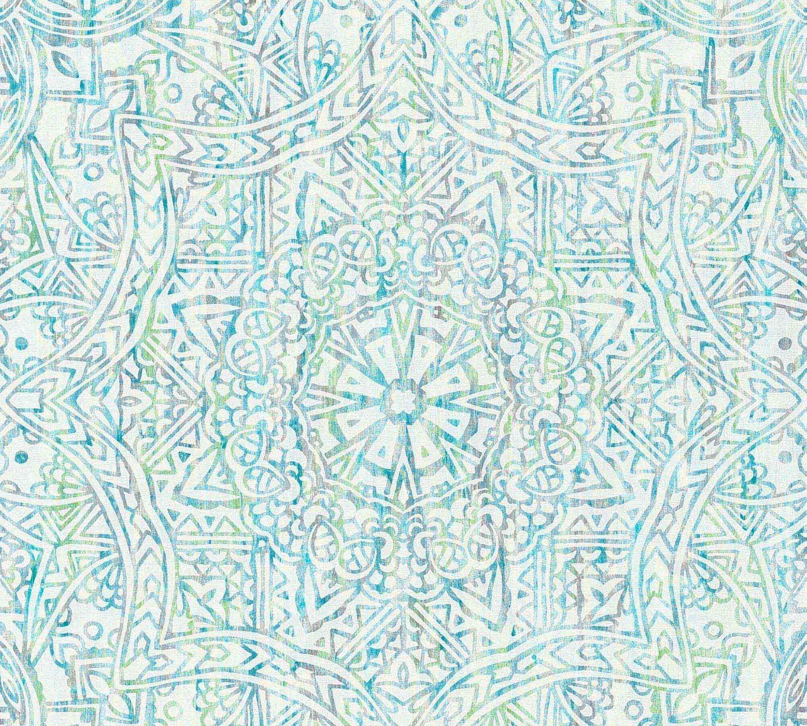 Wallpaper Mandala Boho Turquoise White AS Creation 36461 2