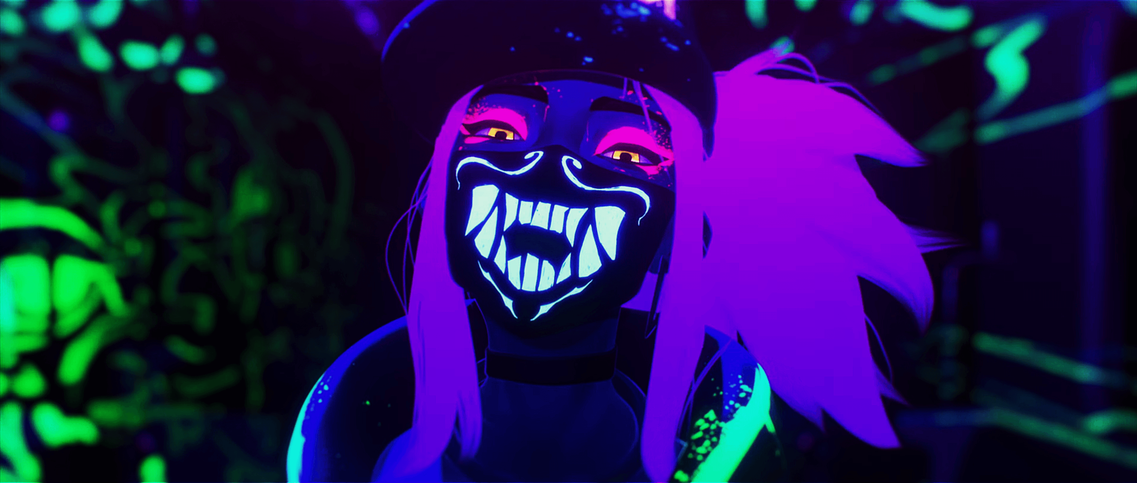 Neon Akali K DA Music Video Wallpaper