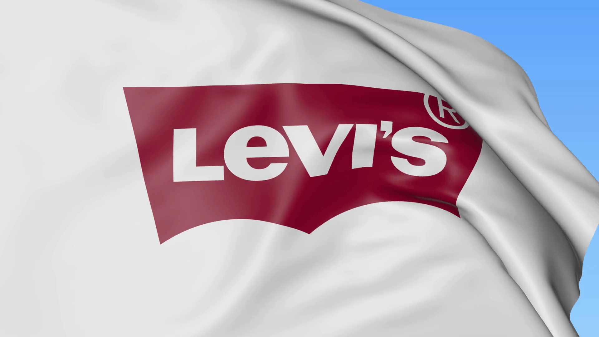 Waving flag with Levi Strauss Co logo. Seamles loop 4K editorial