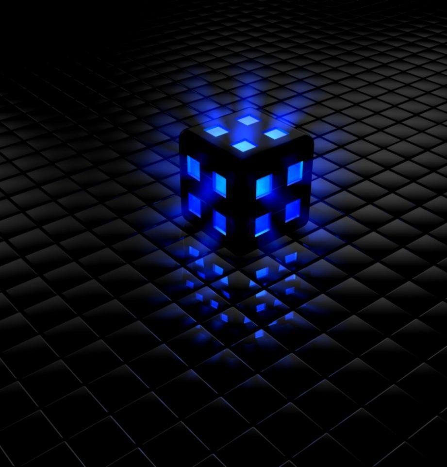 Animated 3D Blue Cube Desktop Wallpaper