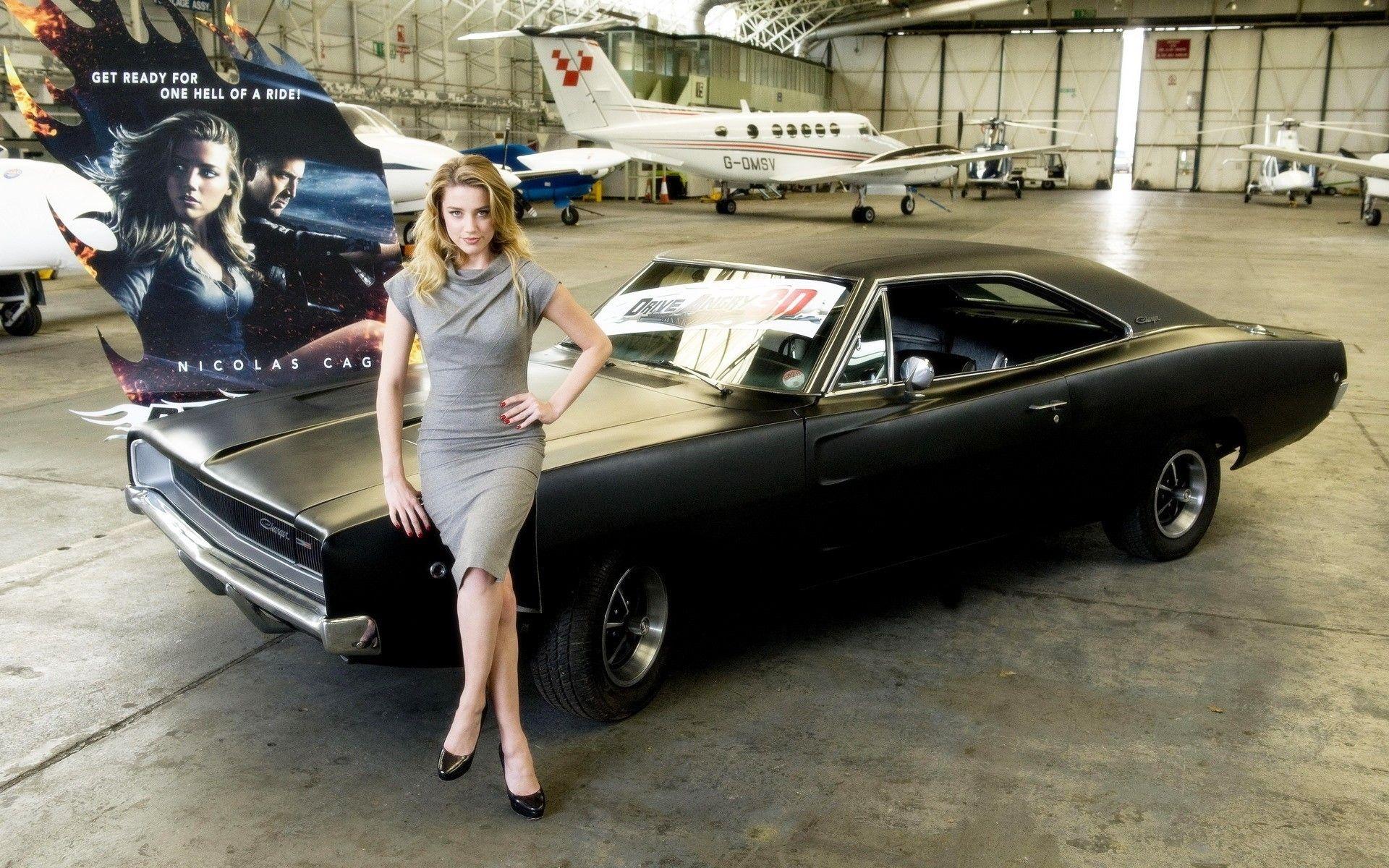 Amber heard dodge charger drive angry actress wallpaper