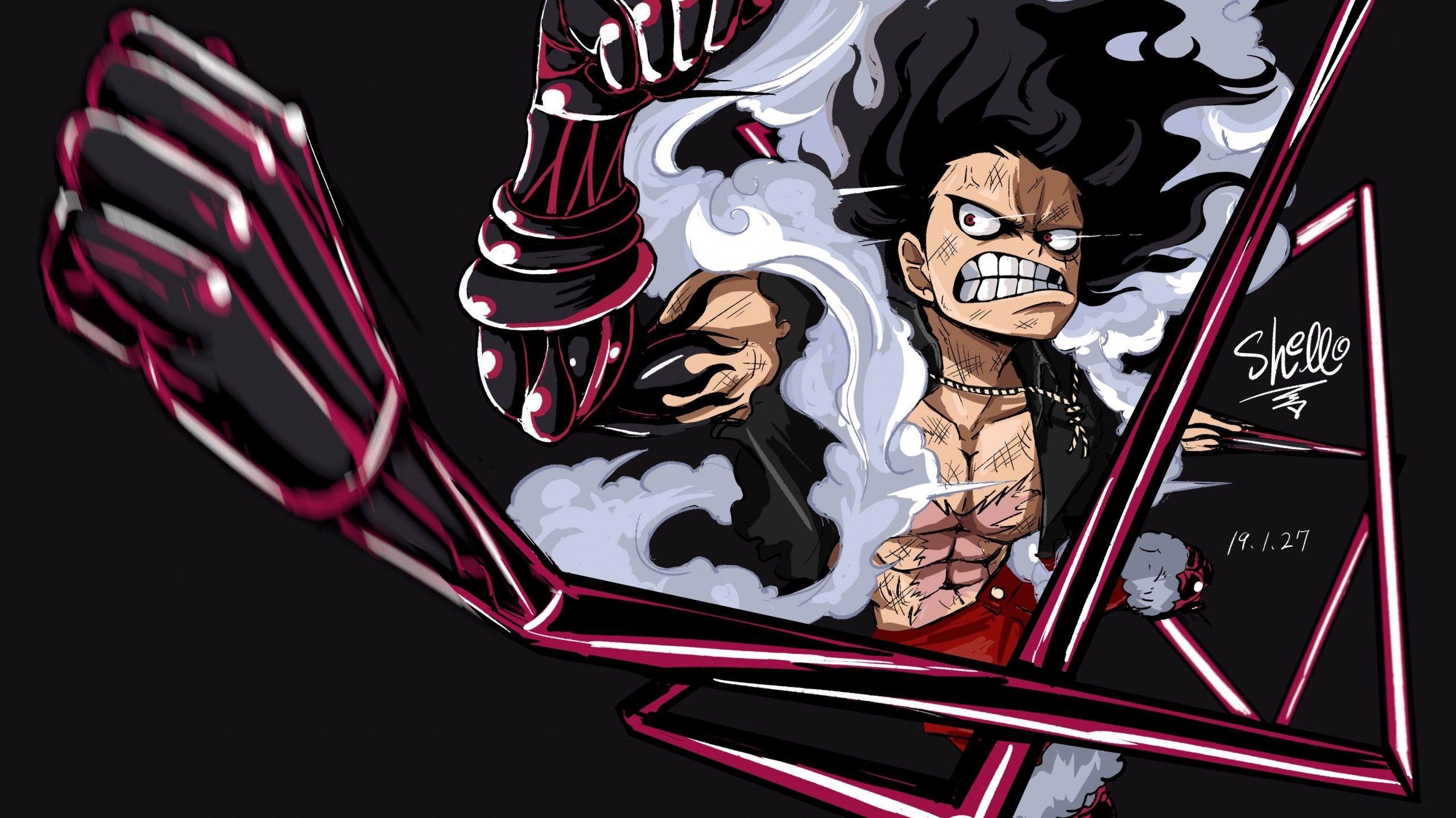 Download 2560x1440 Monkey D. Luffy, One Piece, Fist, Angry
