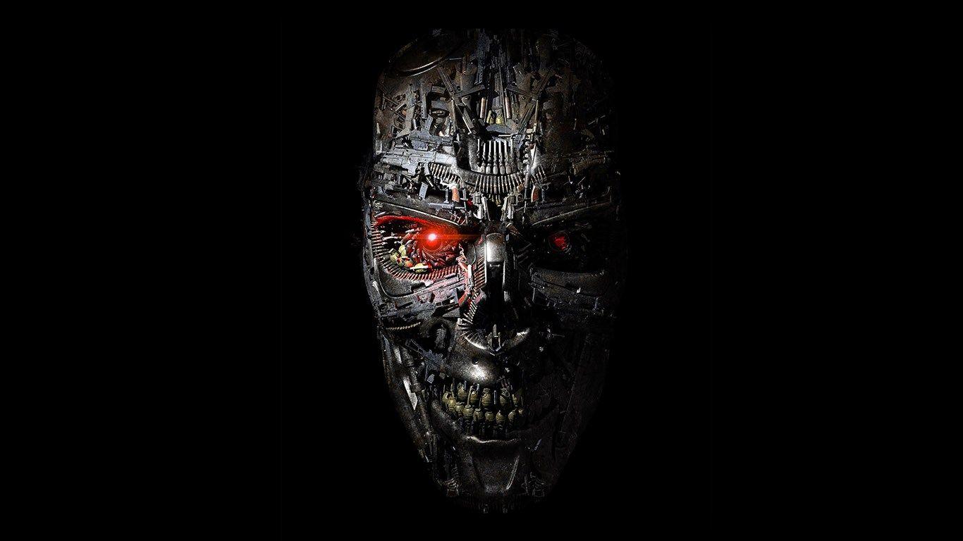 HD Background Terminator Robot Genisys Skull Face Machine Wallpaper