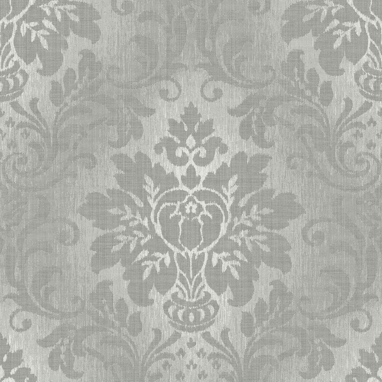 Fabric Damask Silver Wallpaper