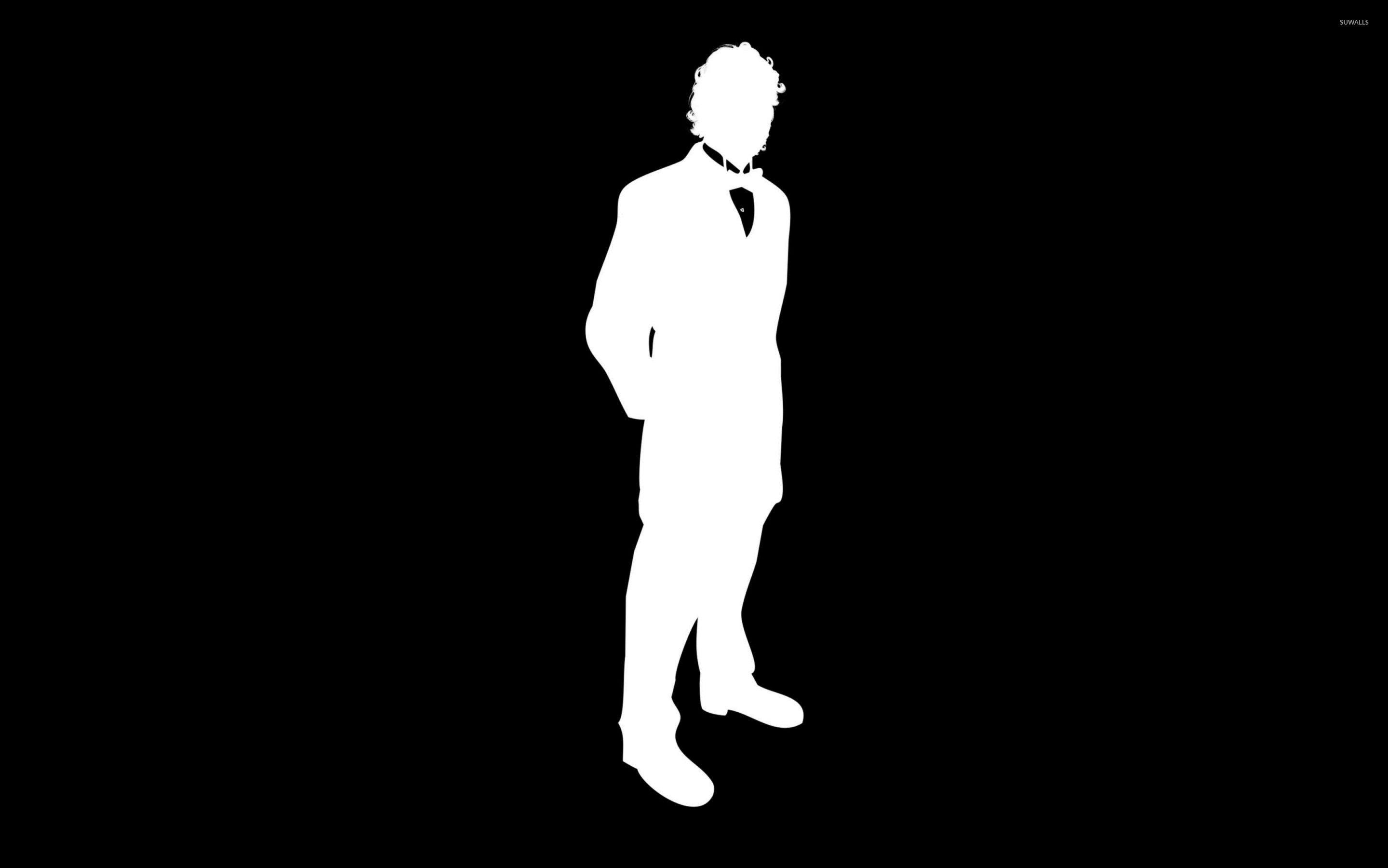 Man in a suit with bow silhouette wallpaper wallpaper