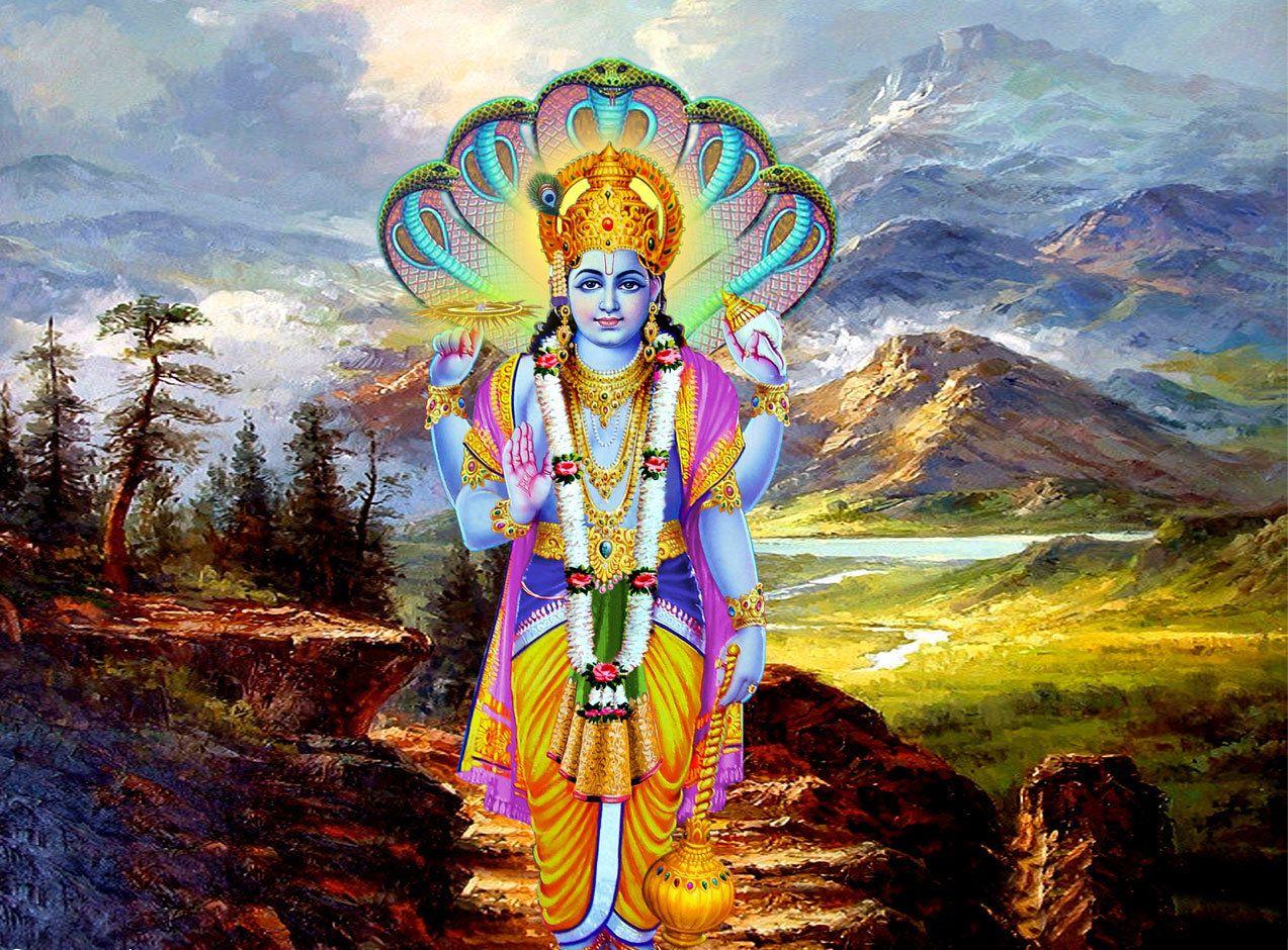 Lord Vishnu With Sesha Snake wallpaper