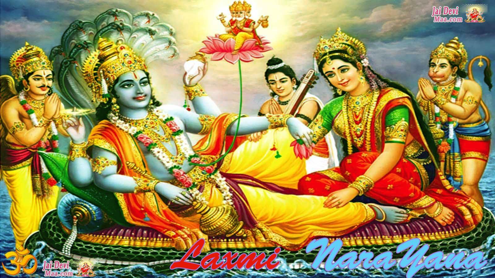 Download Lord Vishnu And Goddess Laxmi HD Wallpaper HD 1407493145