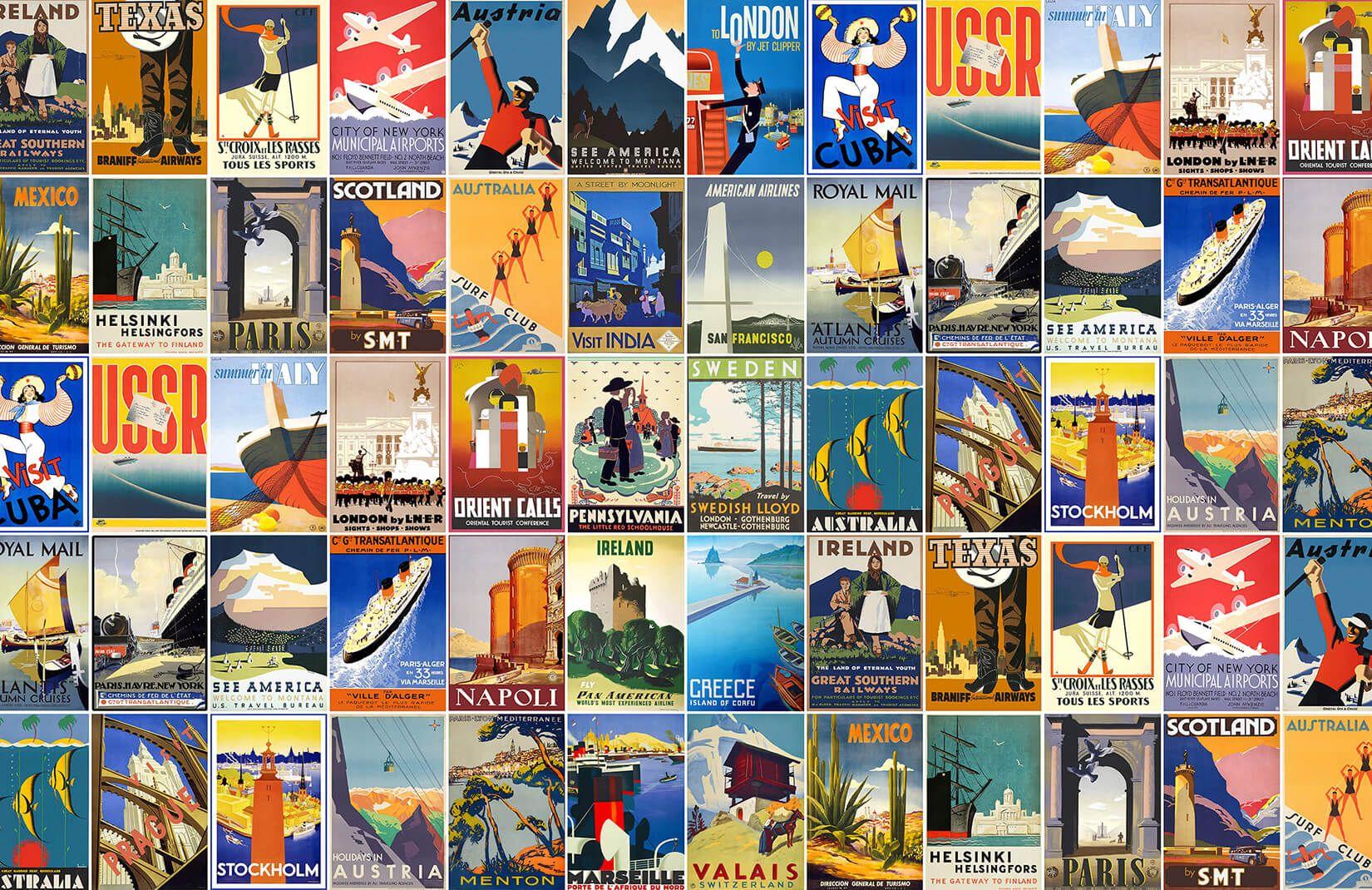 Vintage Travel Poster Wallpaper Mural
