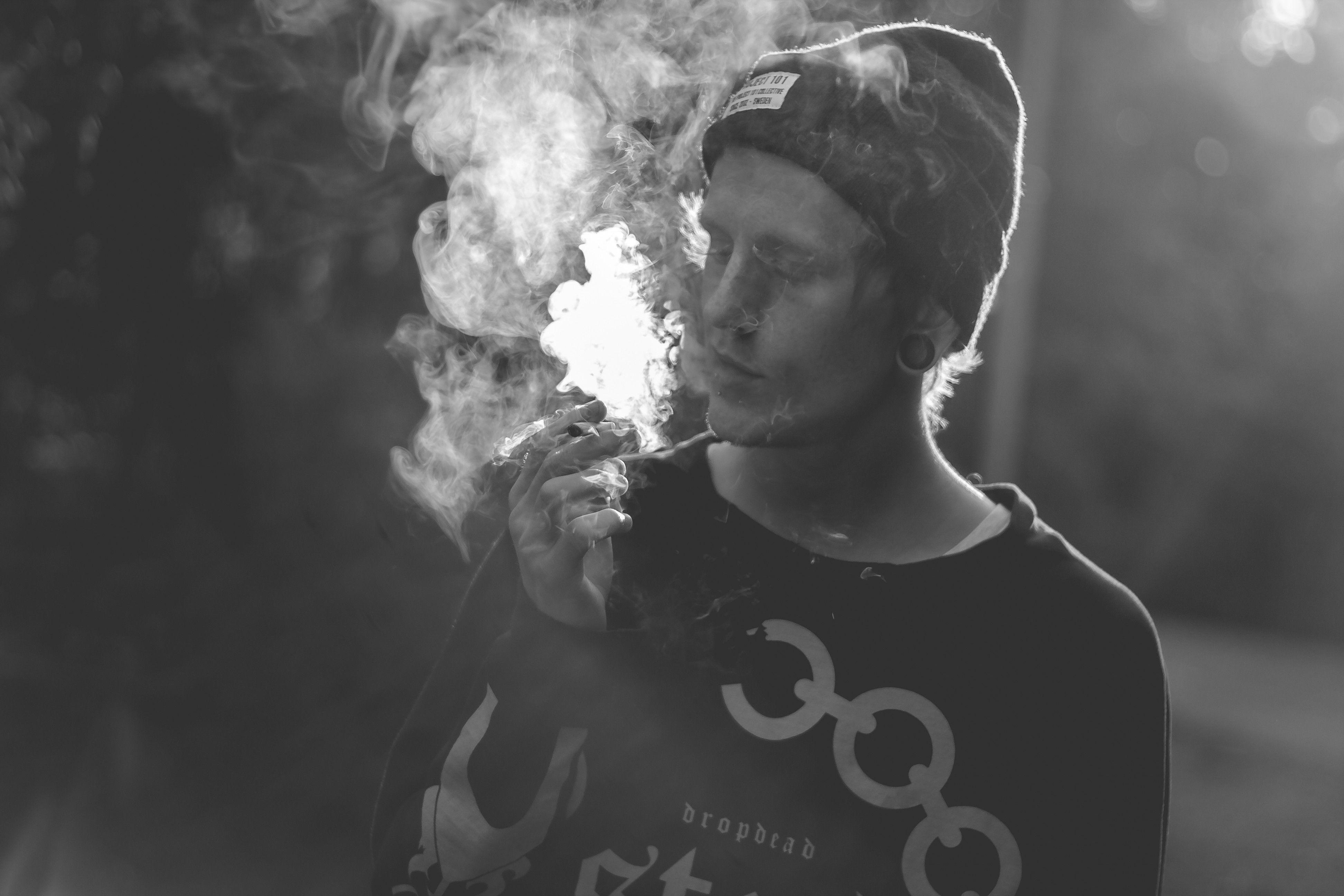 smoke blurred monochrome cannabis joint wallpaper and background