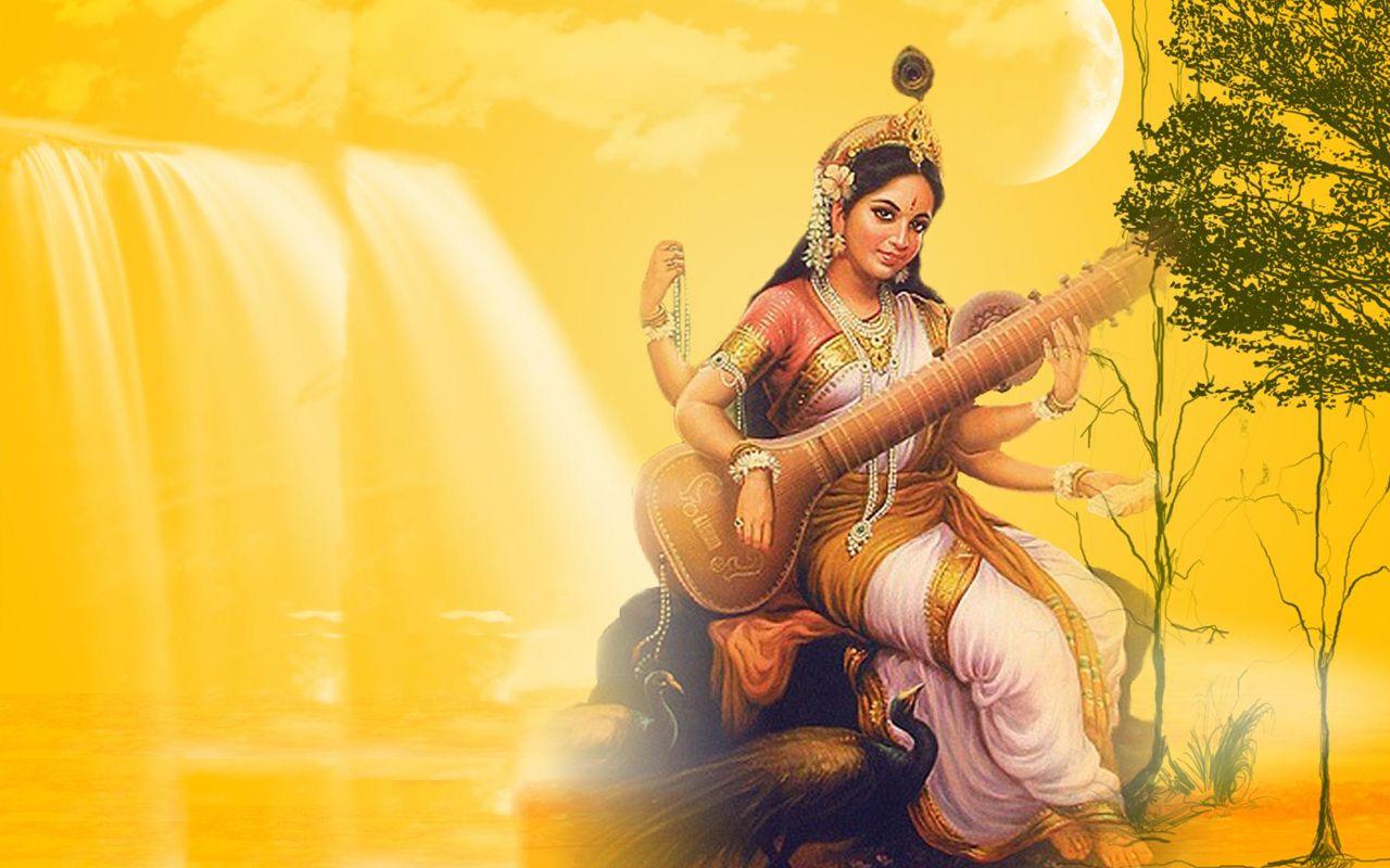 Download Free HD Wallpaper of maa saraswati / माँ सरस्वती