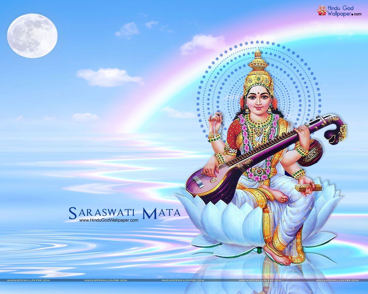 Saraswatiji. Wallpaper downloads, Maa wallpaper, Jai maa saraswati