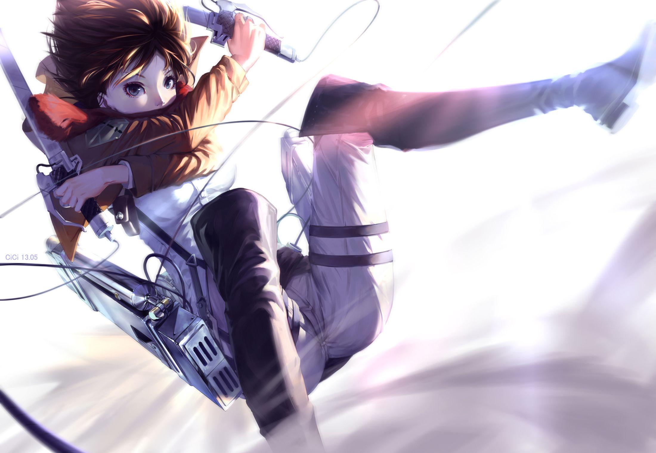 sword, wallpaper, Mikasa Ackerman, anime girl, anime, red, Brown