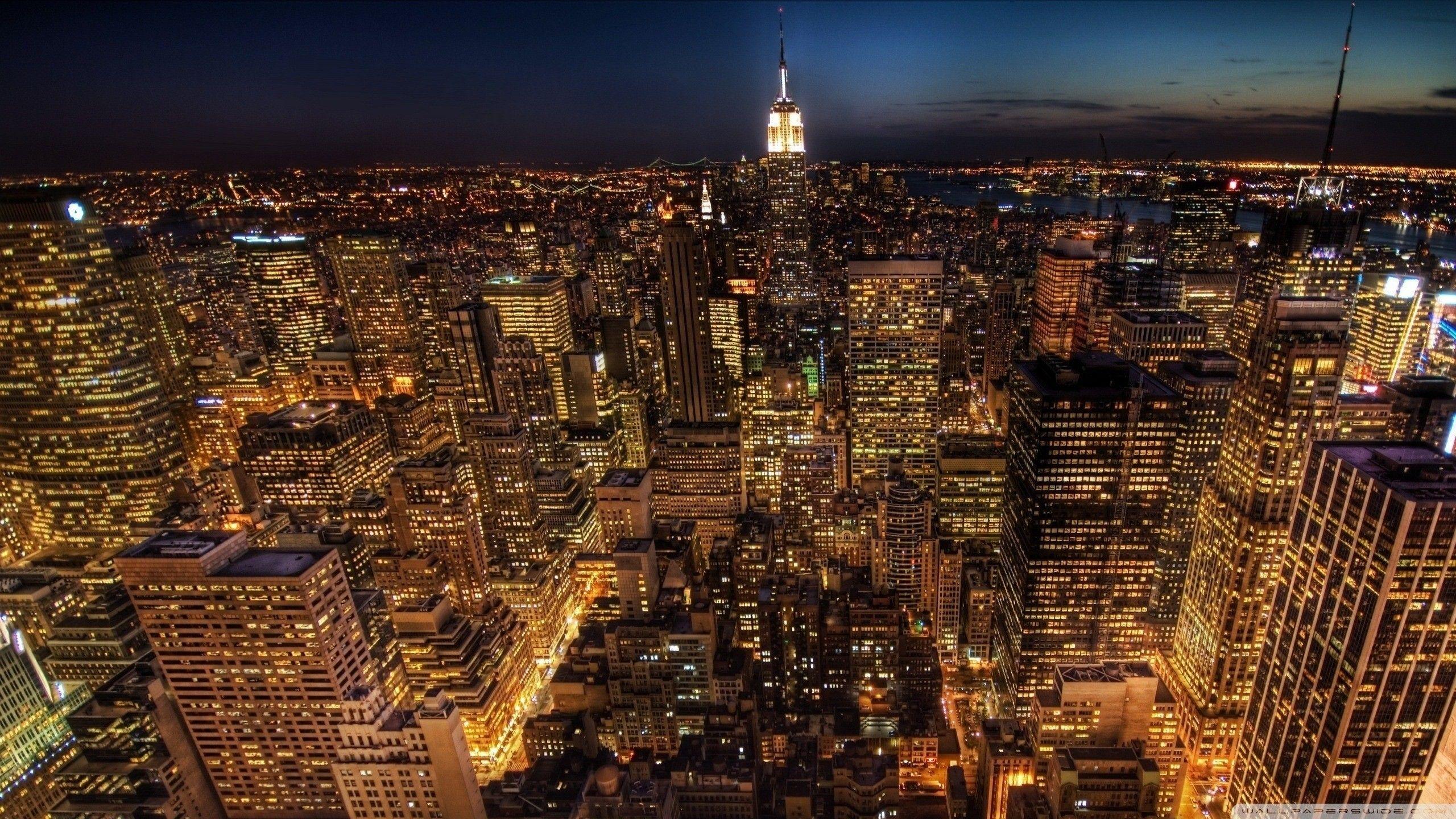City lights aerial view wallpaper. PC