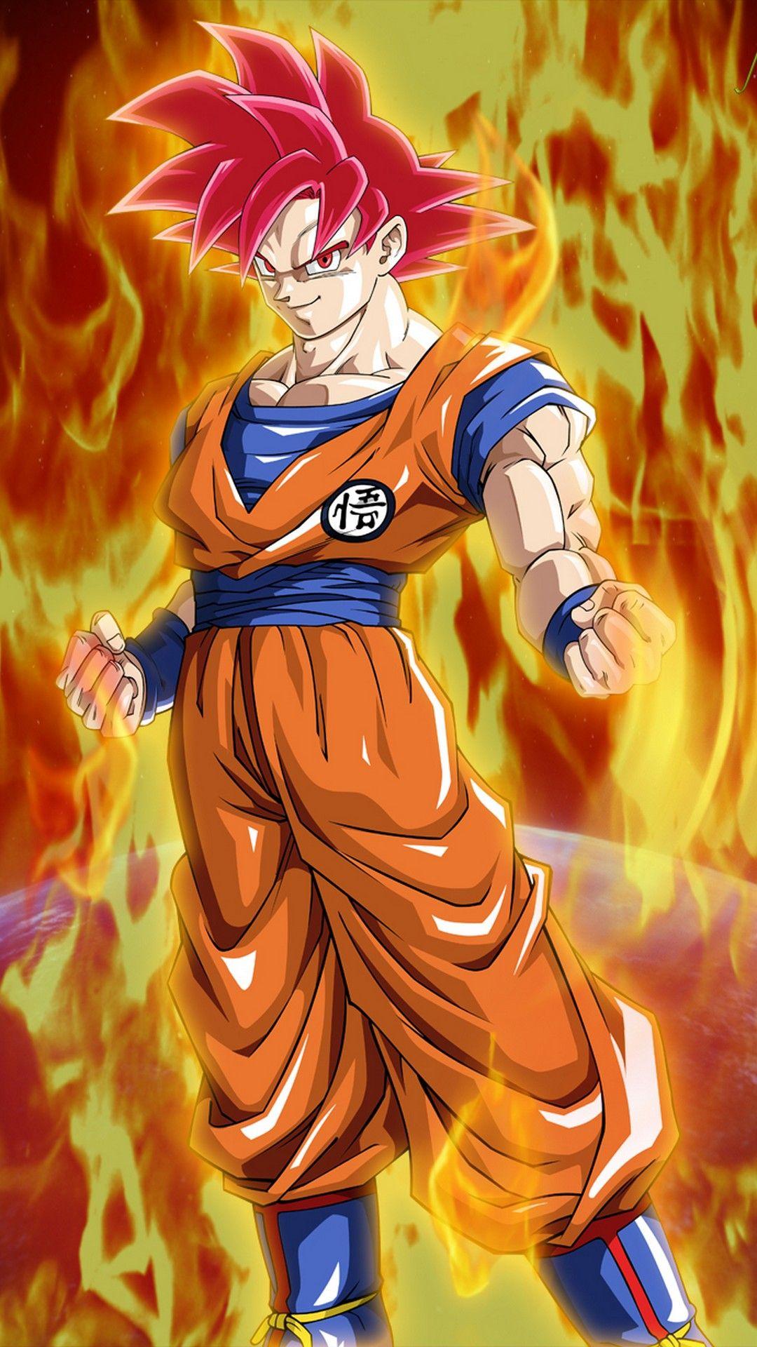 Wallpaper Goku Super Saiyan God 3D iPhone Wallpaper