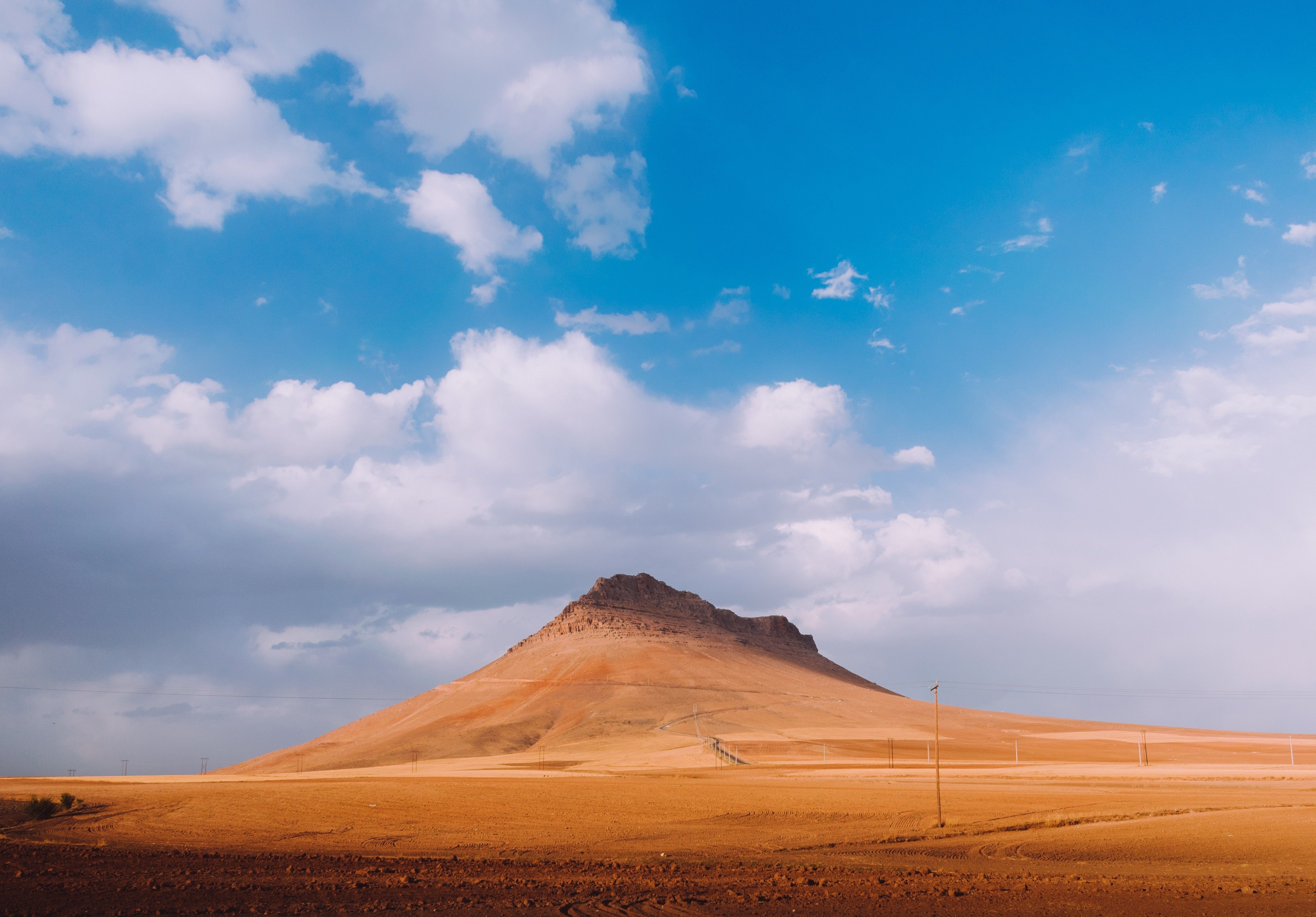 Download 4592x3200 Desert, Hill, Clouds, Sand Wallpaper