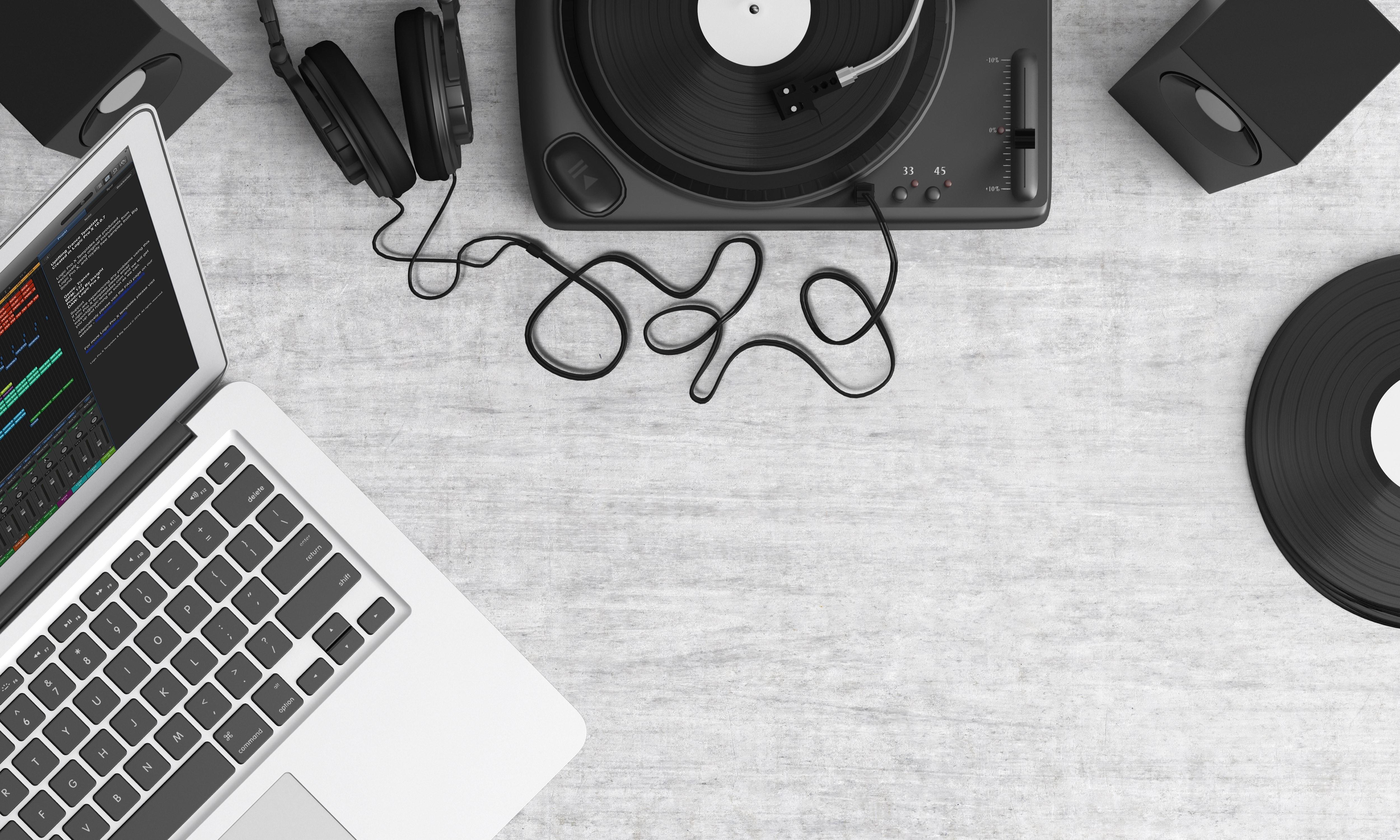 macbook air and dj turntable free image