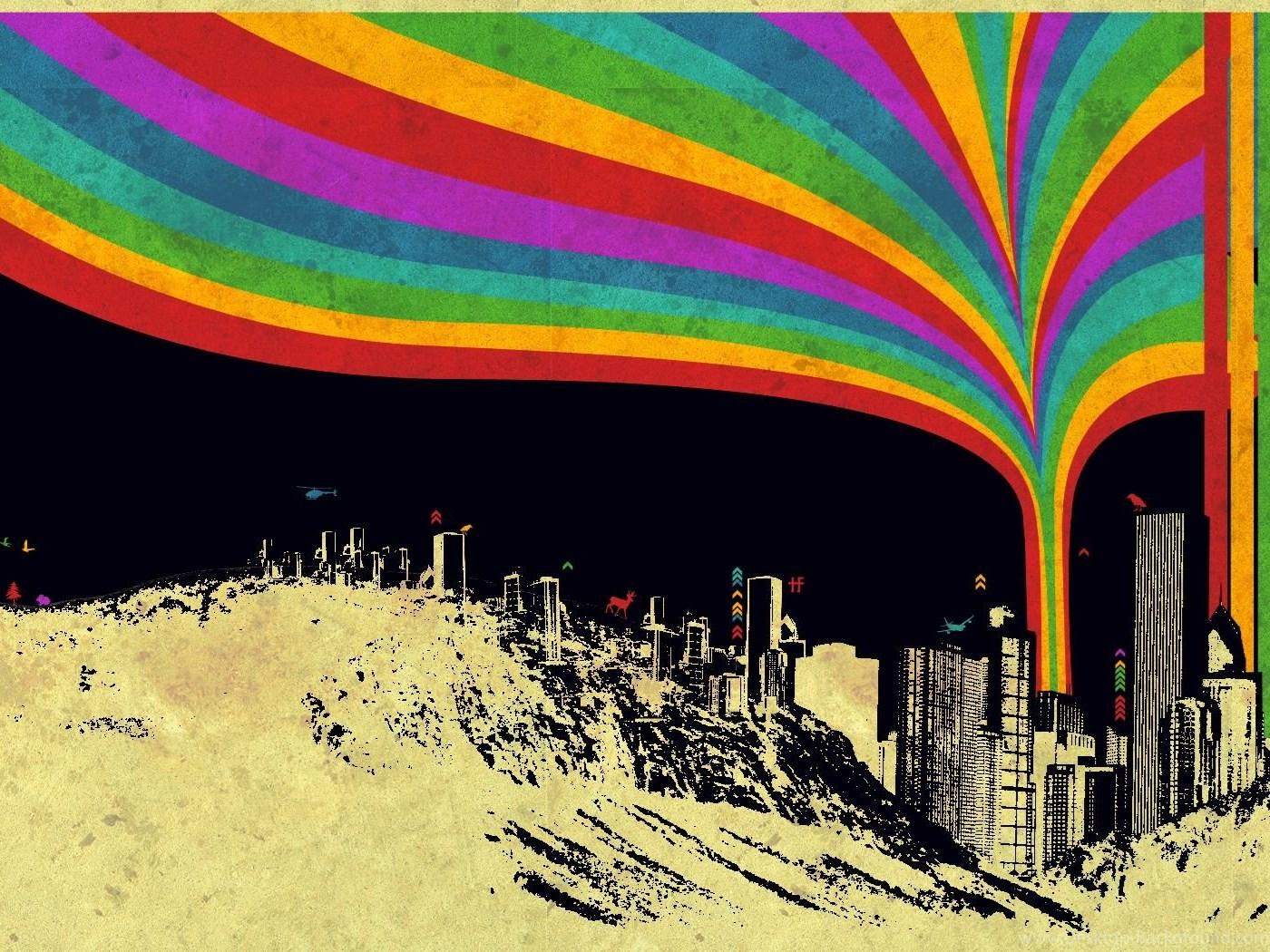 Artwork Citylife Rainbows Wallpaper Desktop Background