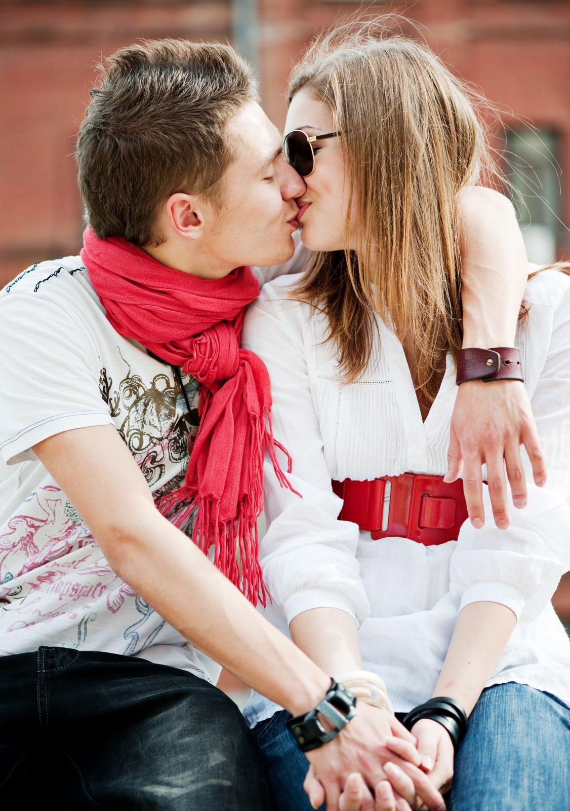 young couple in love kissing each other