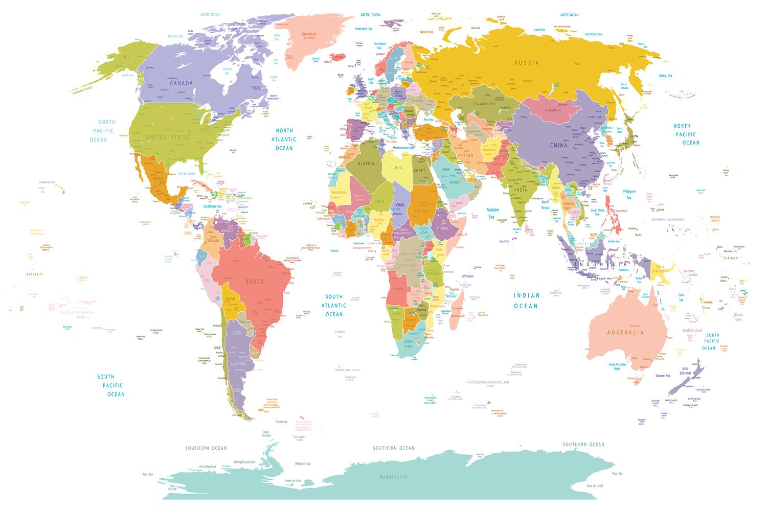 Buy Coloured World Maps Wallpaper Online in India at Best Price