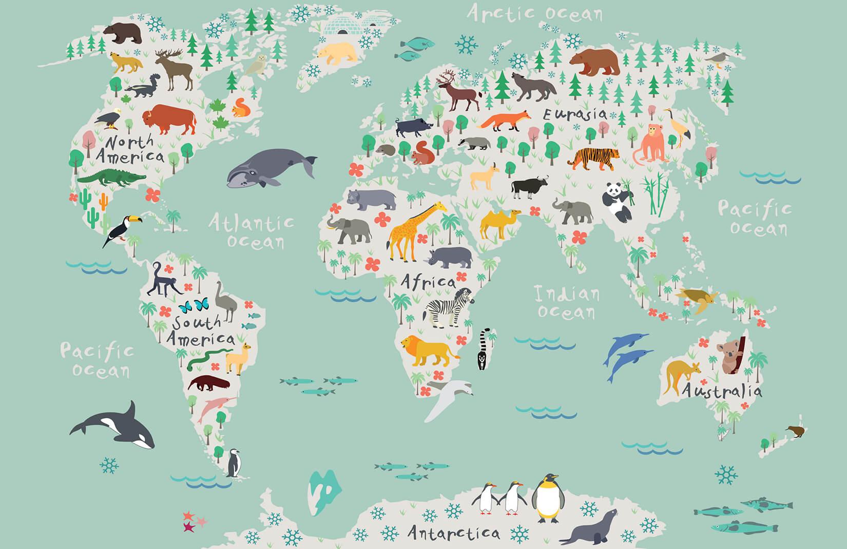 Safari Kids Map Wallpaper Mural