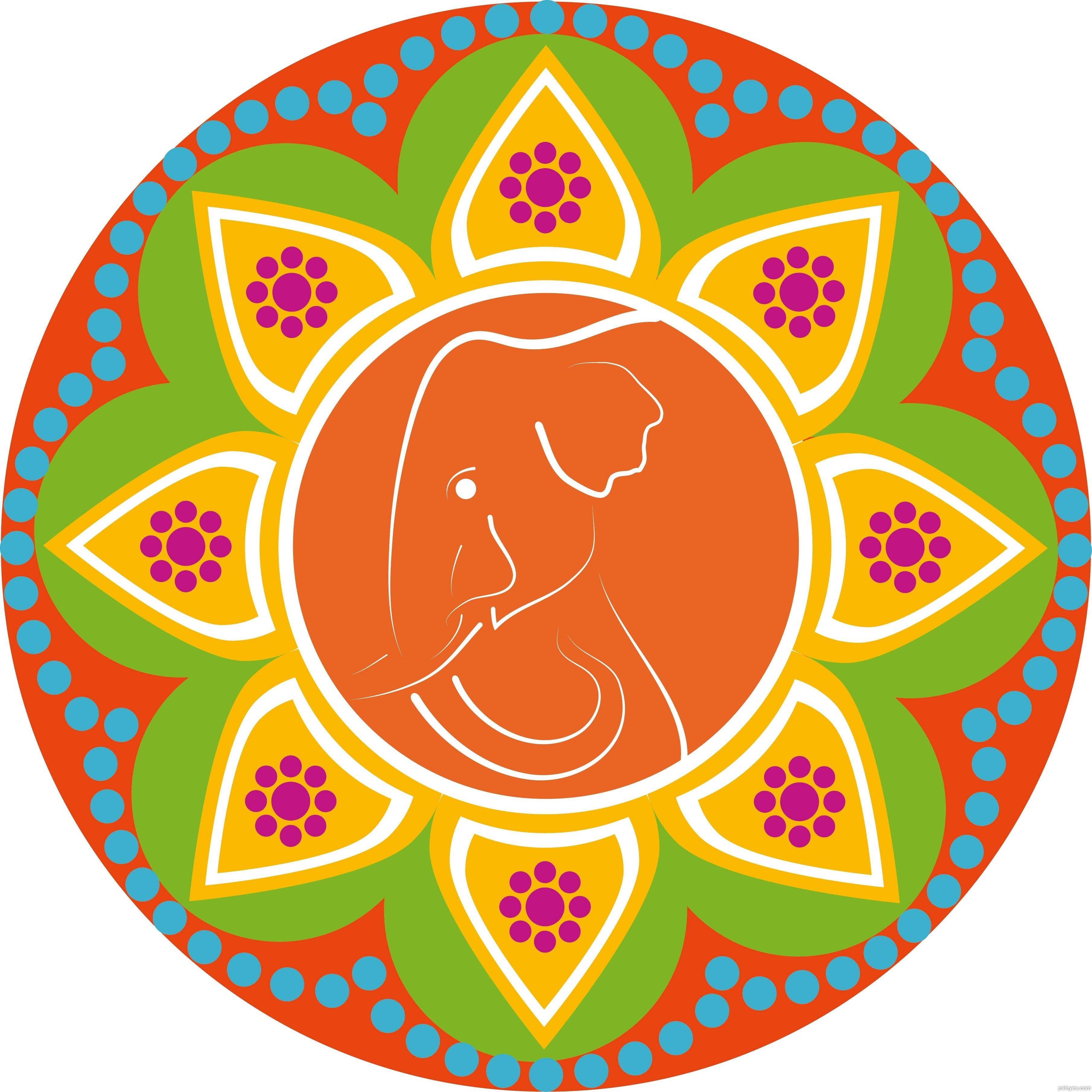 Rangoli design elephants hd wallpapers