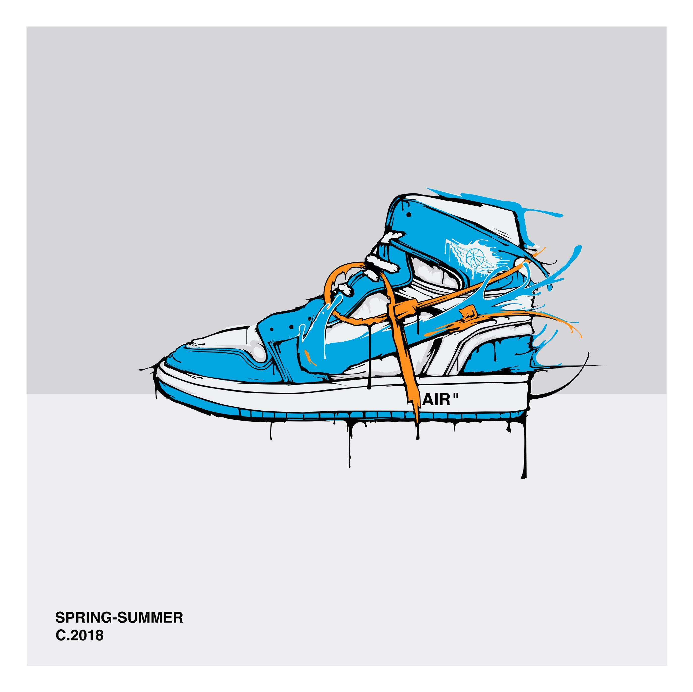 I Tried drawing the OW UNC Jordans + Wallpapers of my Sneaker
