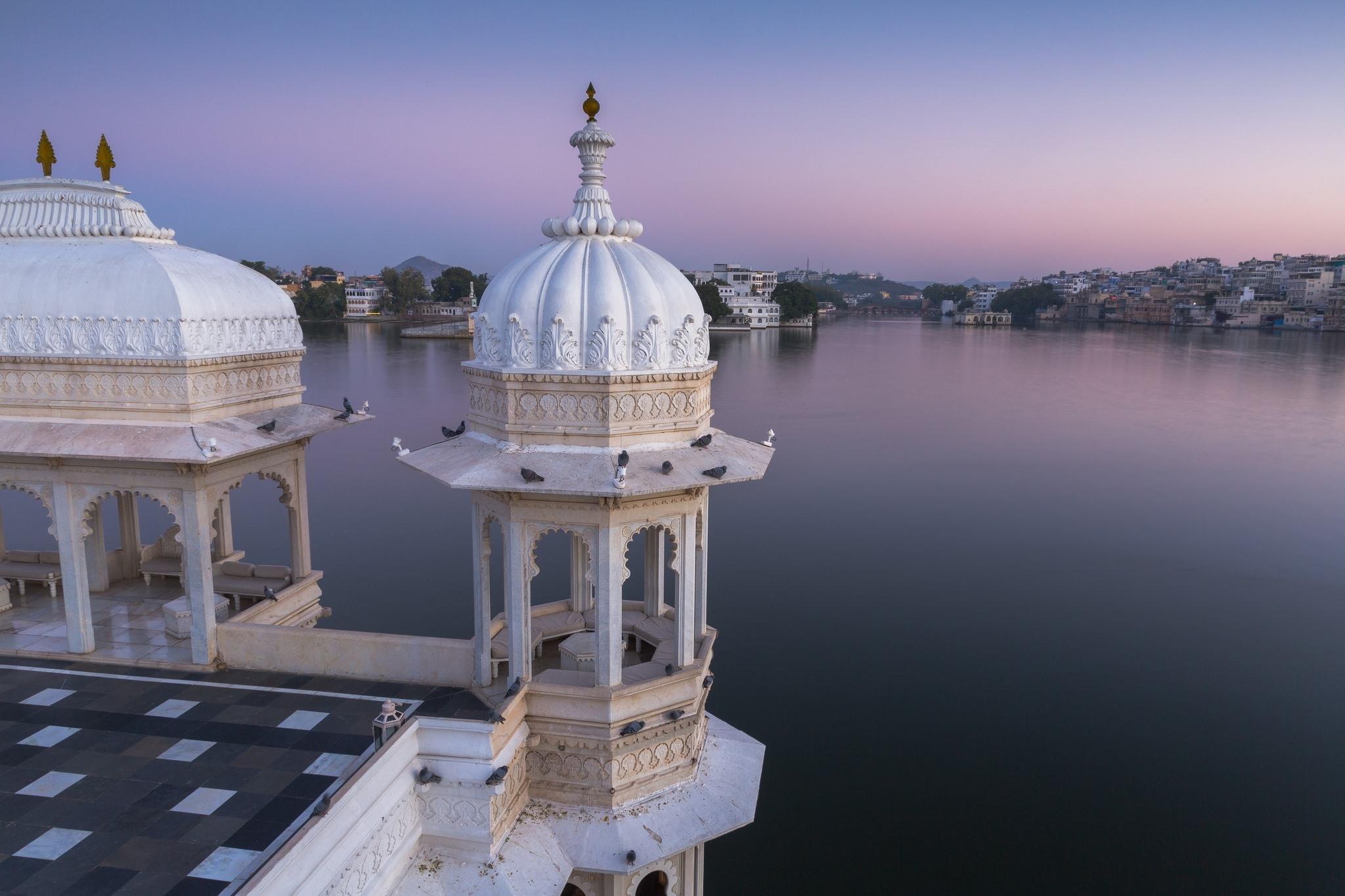 Wallpaper India, panorama, Udaipur, Rajasthan, lake, palace City