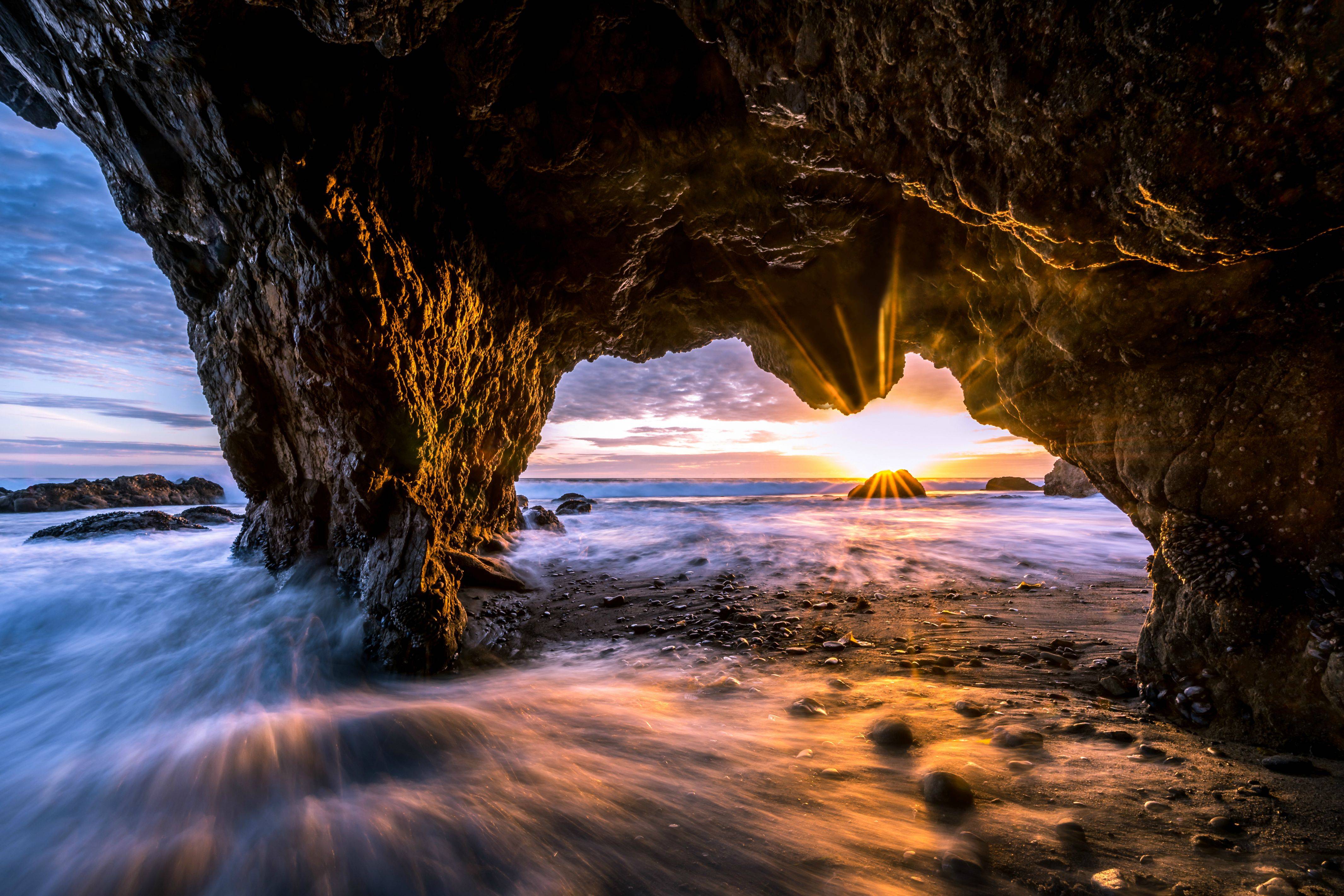 Beach With Caves Wallpaper High Quality