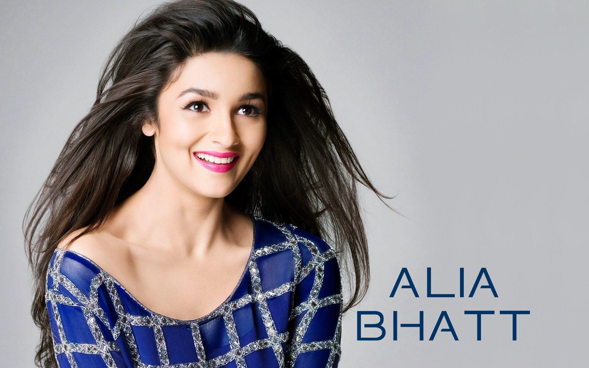 Alia Bhatt Beautiful Actress in Blue Dress Wallpaper