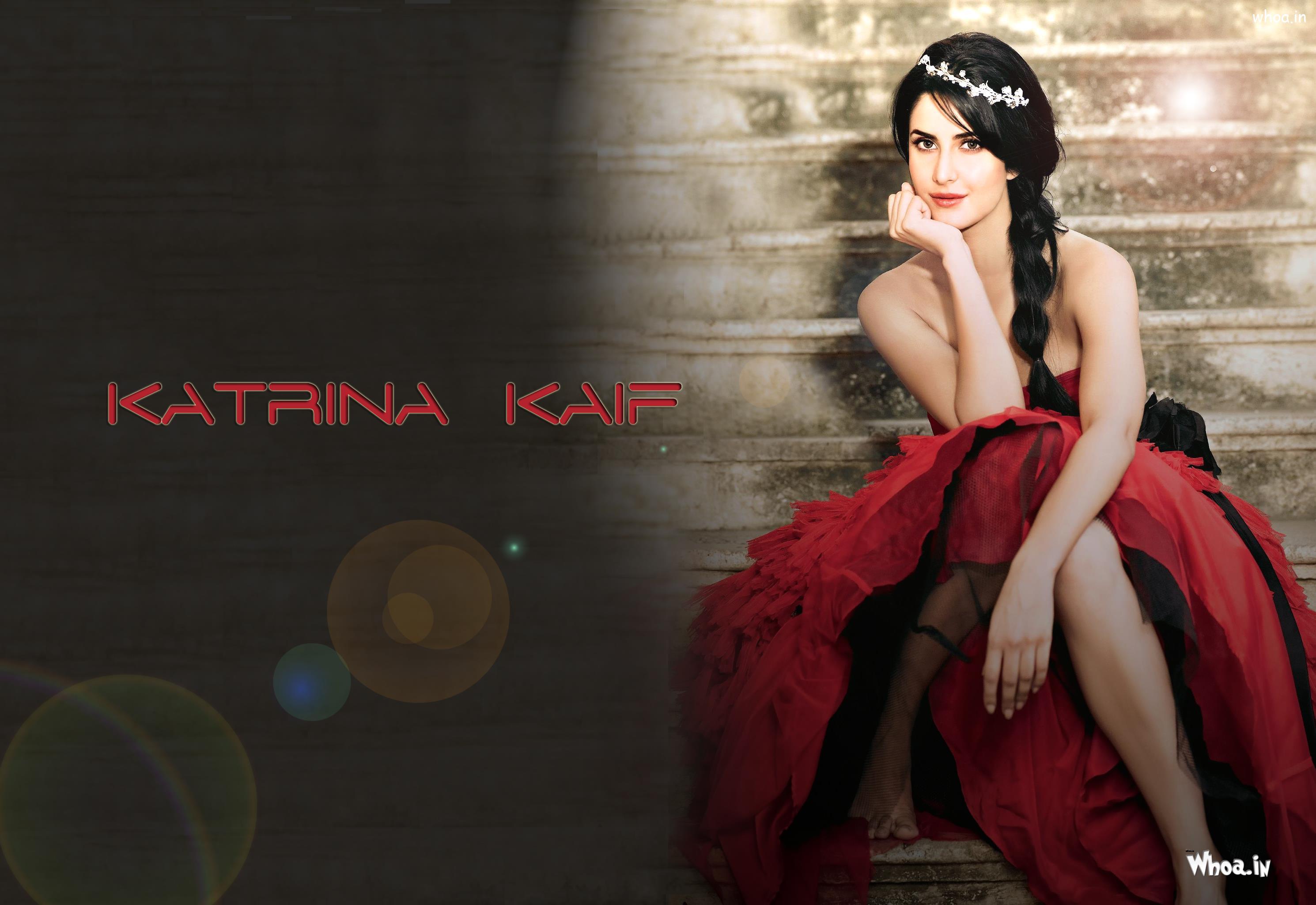 Katrina Kaif In Red Dress HD Photohoot Wallpaper
