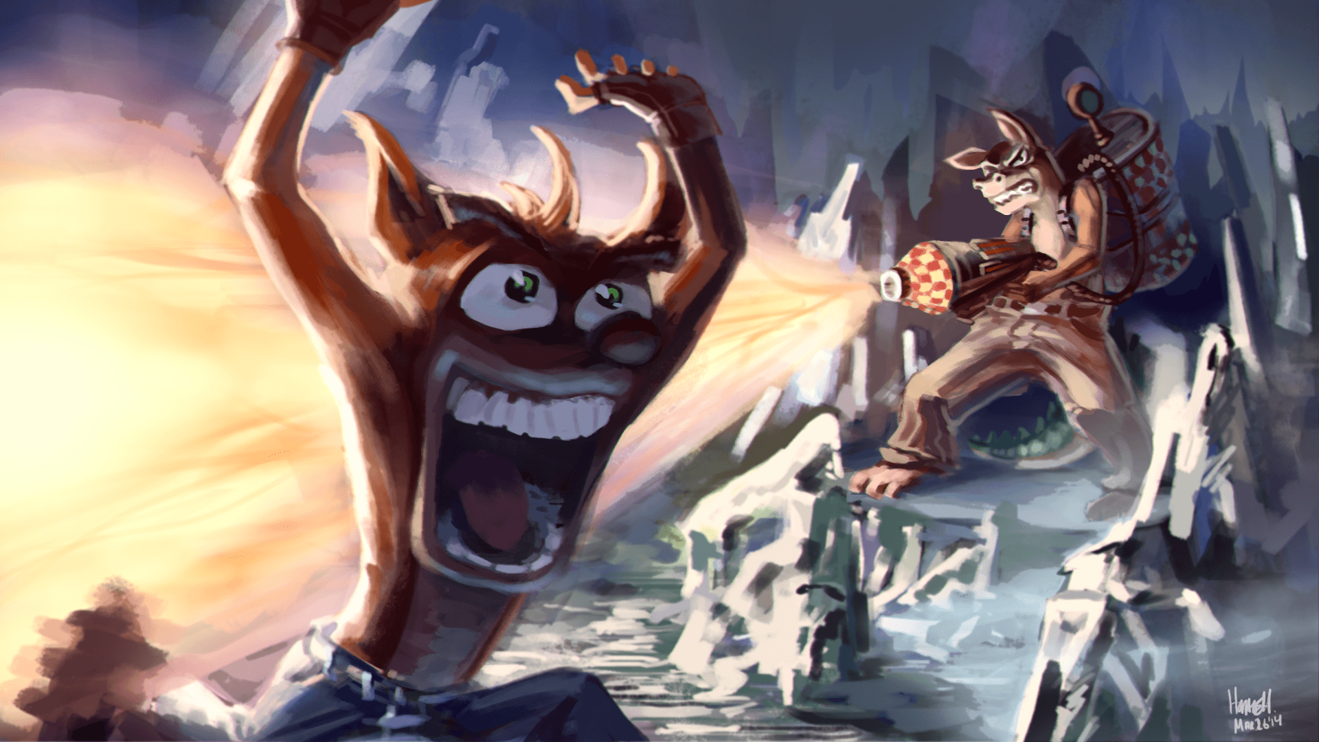 Crash Vs Dingodile HD Wallpaper