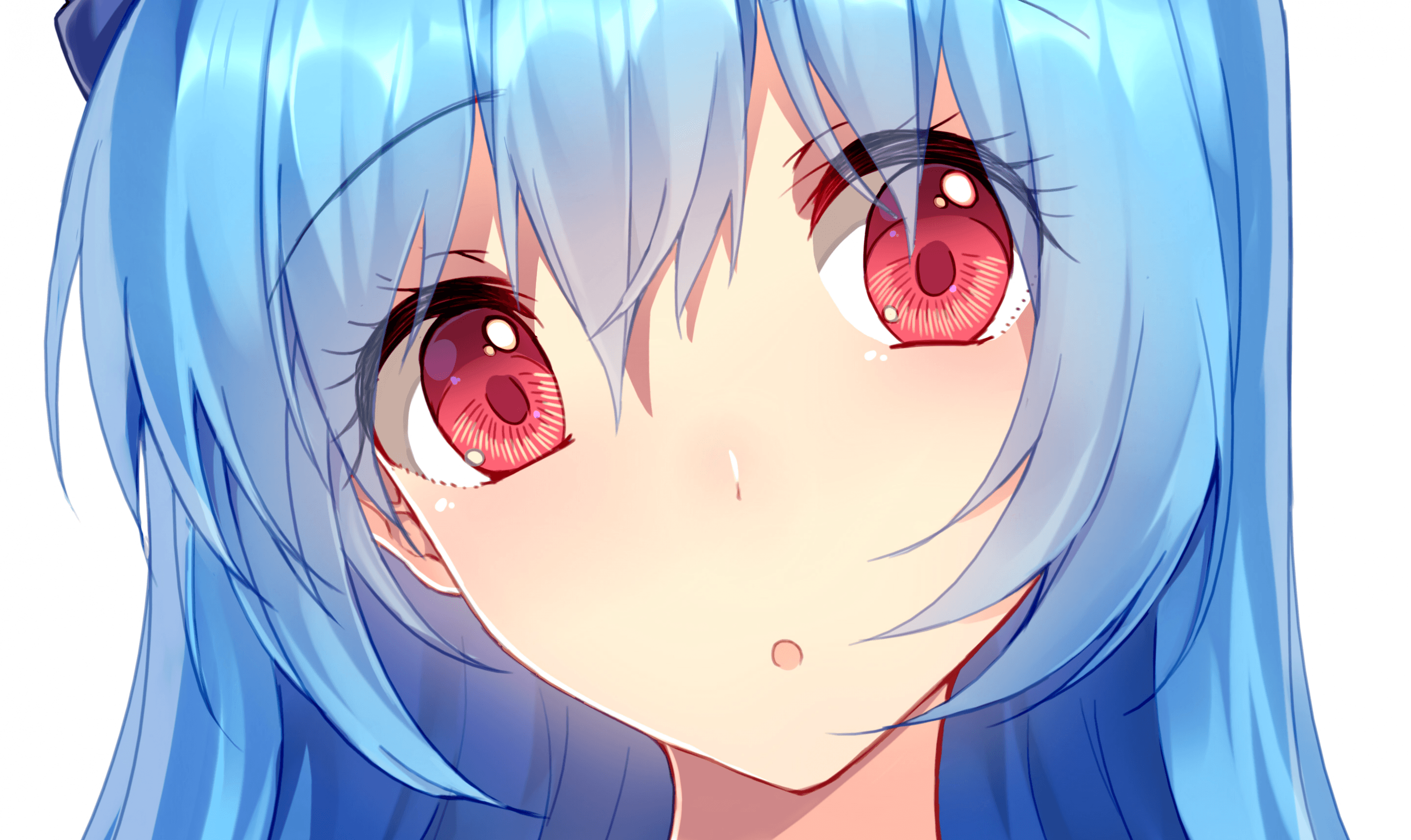 Download 2872x1710 Anime Girl, Face View, Close Up, Red Eyes, Aqua