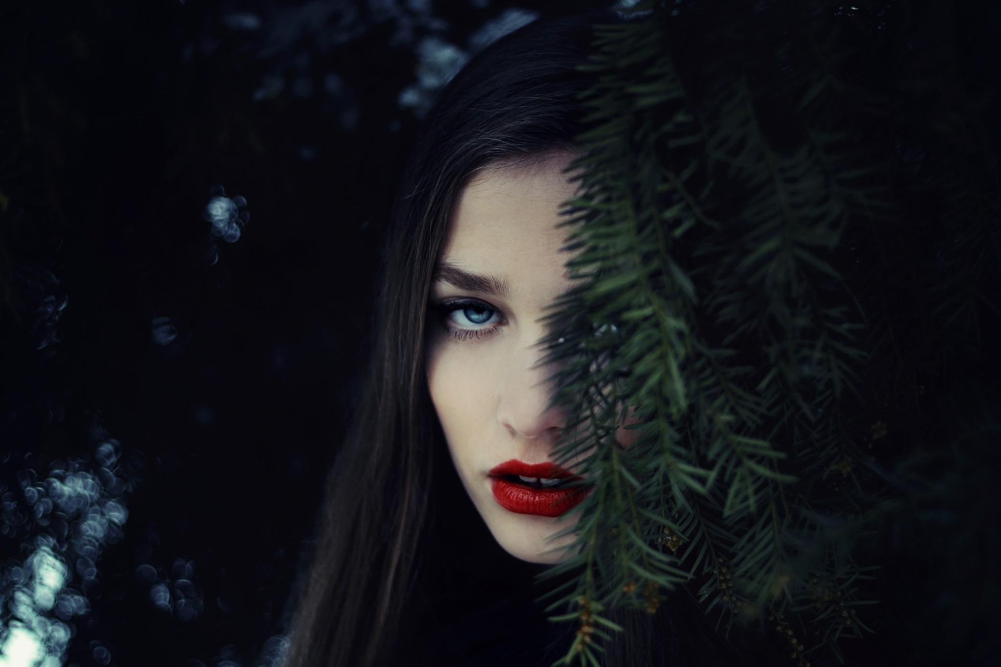 winter red lipstick blue eyes face open mouth wallpaper and background