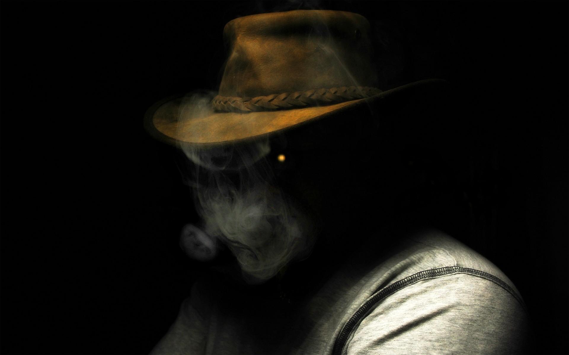 smoking, dark, people, hats, black background wallpaper