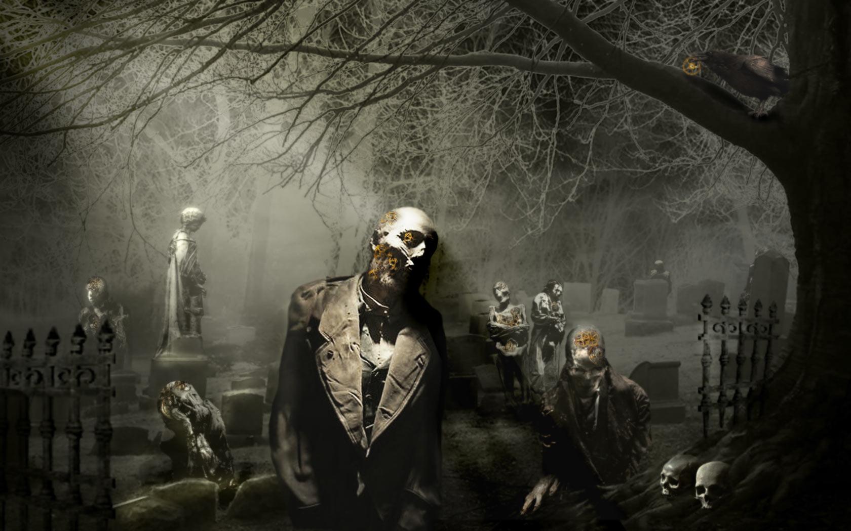 Zombies rising on cemetery wallpaper from Zombie wallpaper