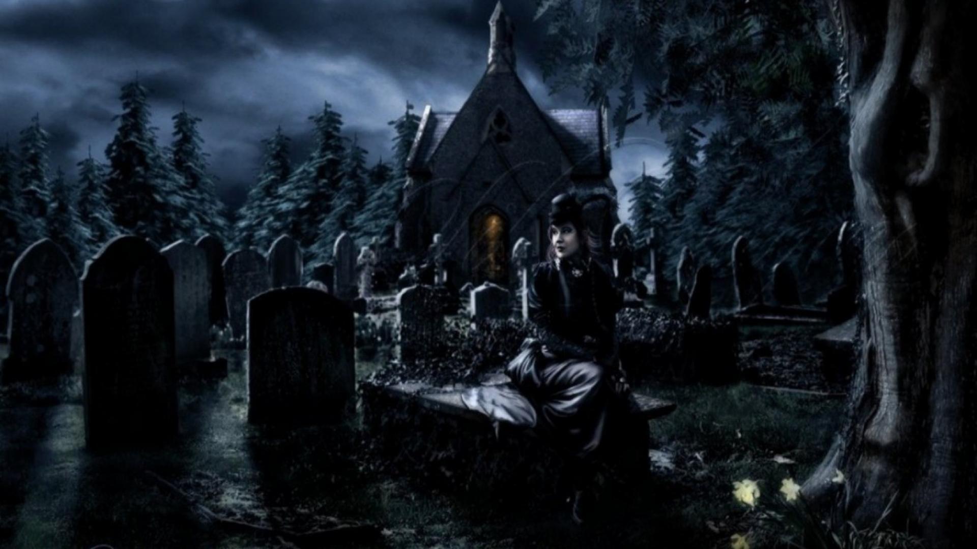 Most Popular Cemetery At Night Wallpaper FULL HD 1920×1080 For PC