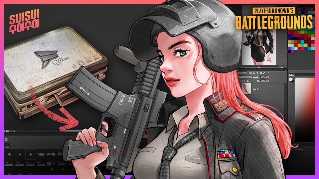 PUBG M4 girl with Militia outfits!. Wallpaper Engine Speedpaint