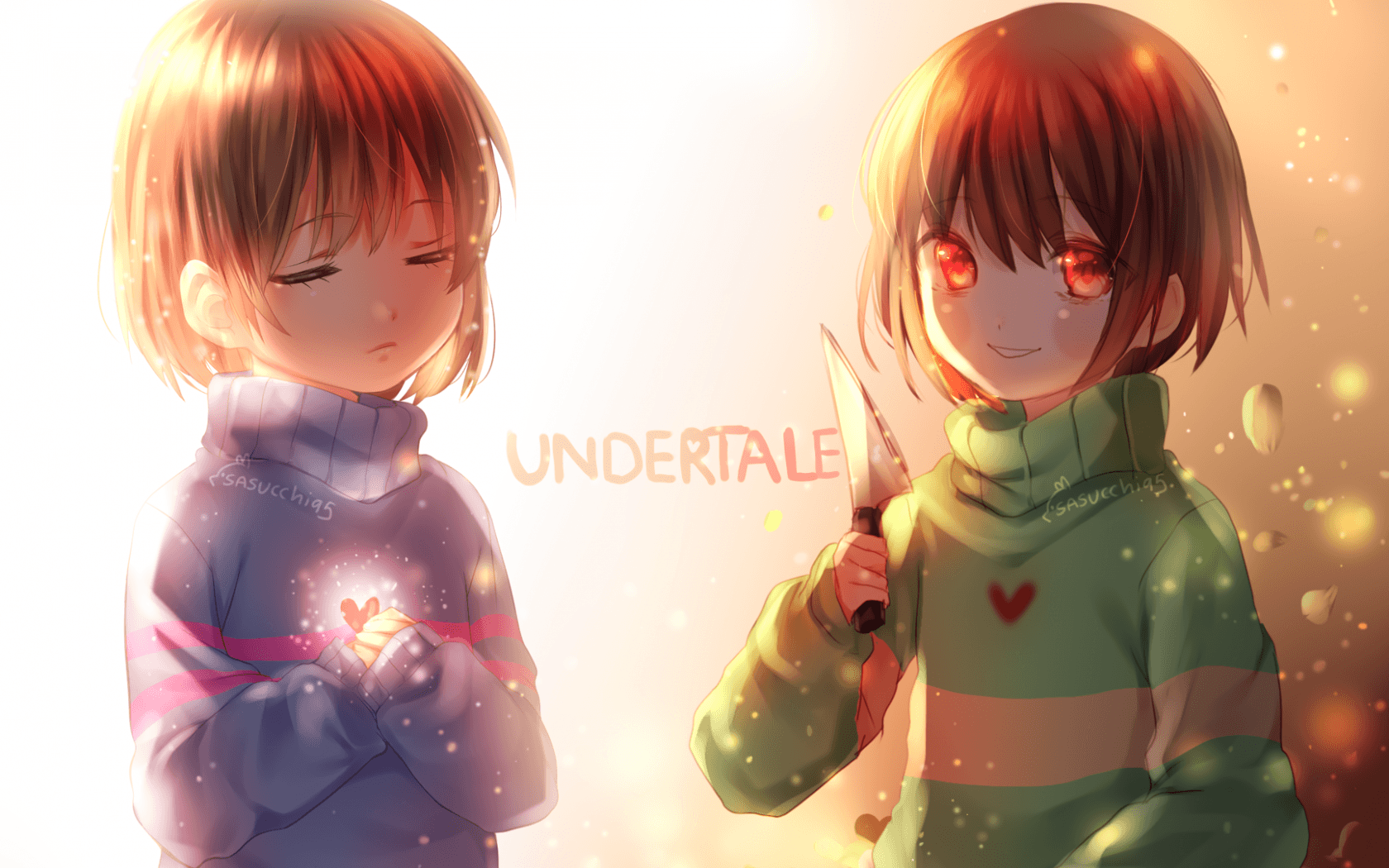 Download 1680x1050 Undertale, Frisk, Chara, Anime Style Wallpaper