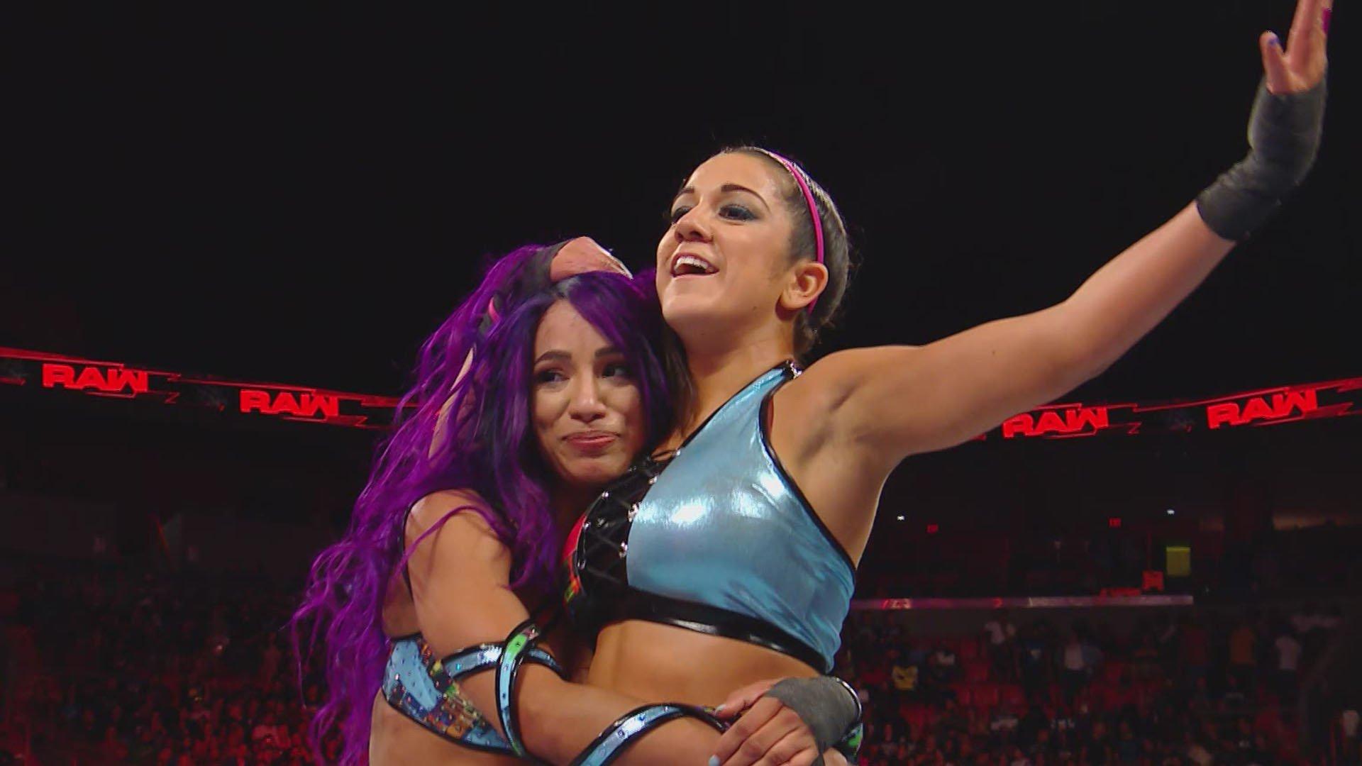 Sasha Banks & Bayley def. The Riott Squad. Big Gold Belt. Pro