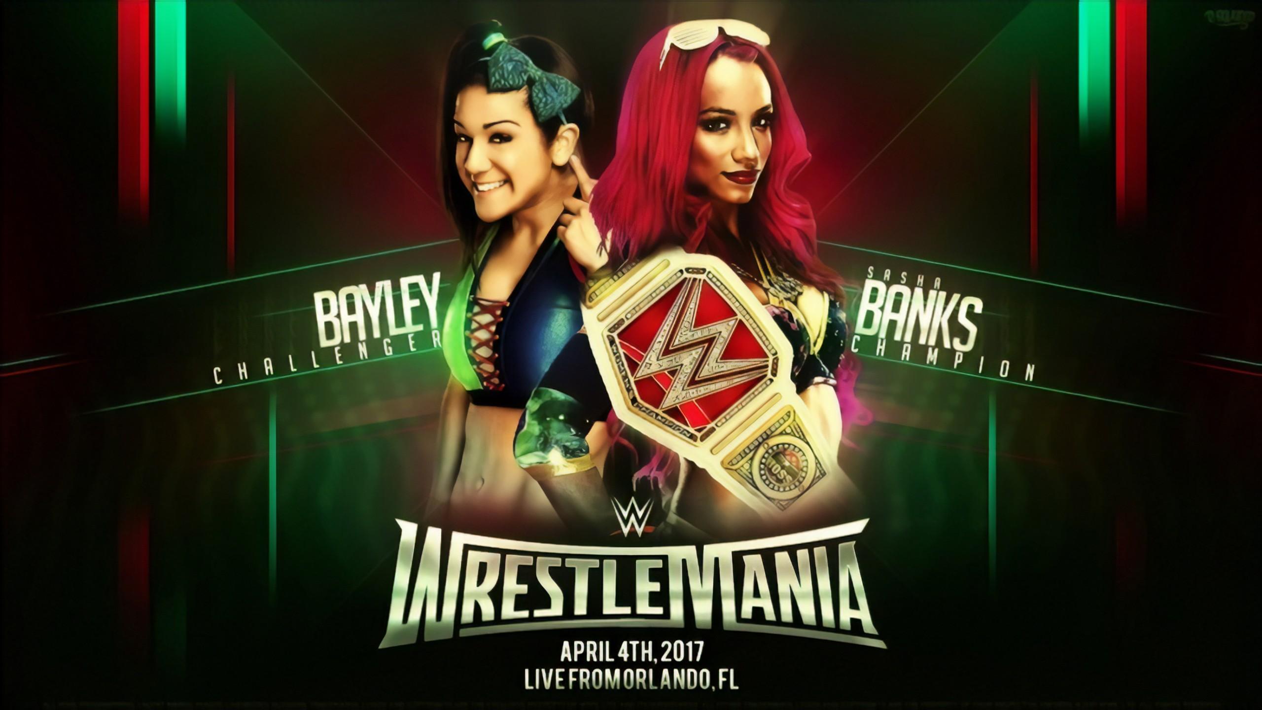 Bayley vs Sasha Banks, Wrestlemania (1) 2560x1440