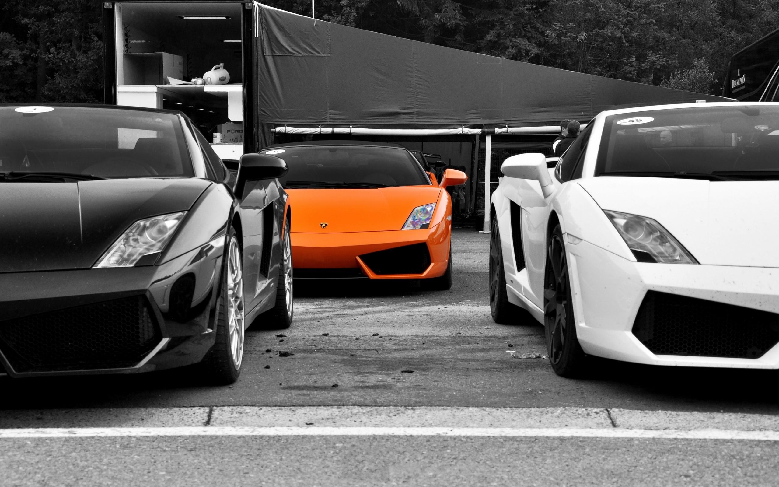 black, white, cars, vehicles, selective coloring, Lamborghini