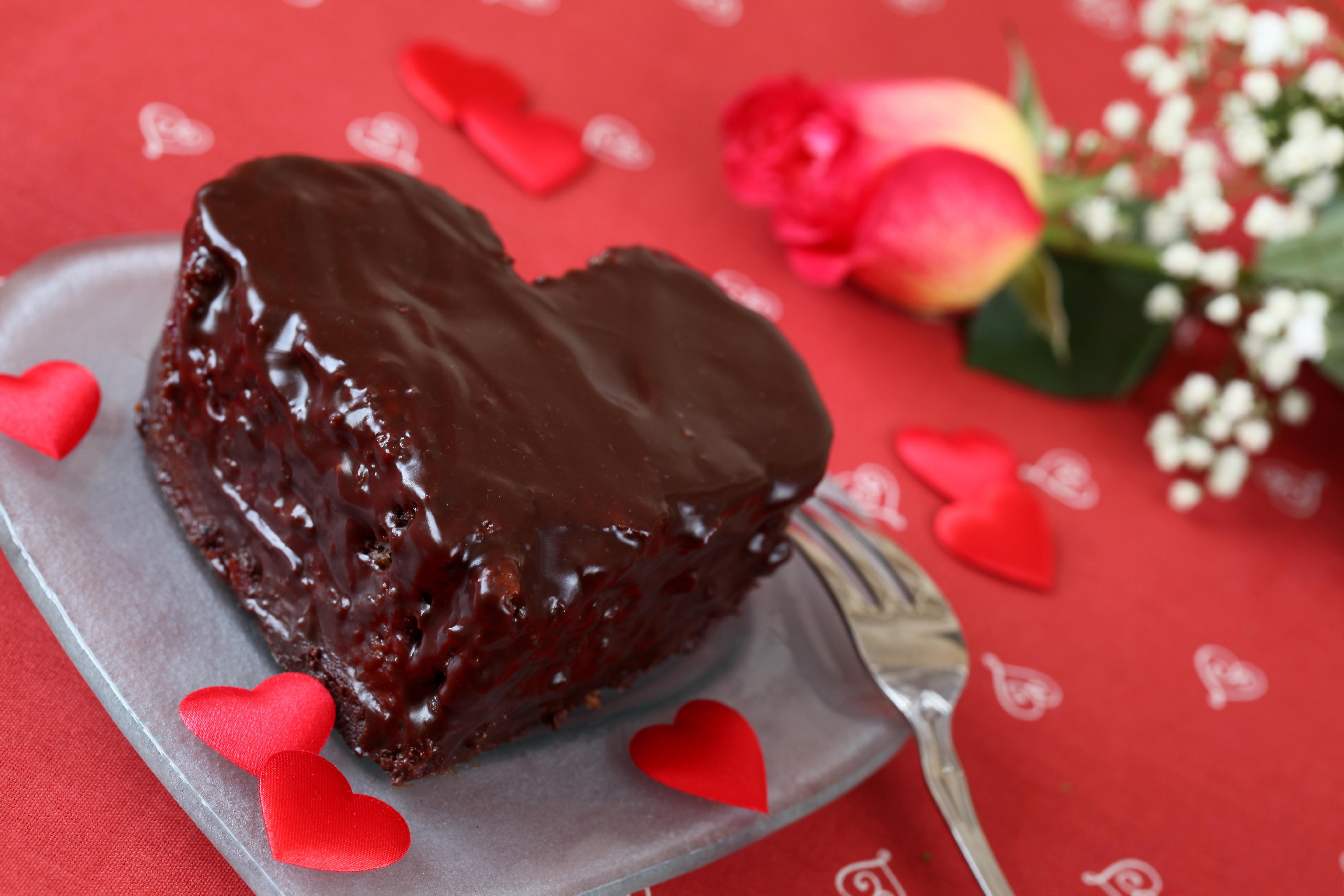 Wallpaper, chocolate, cake, heart, dessert, rose 5616x3744