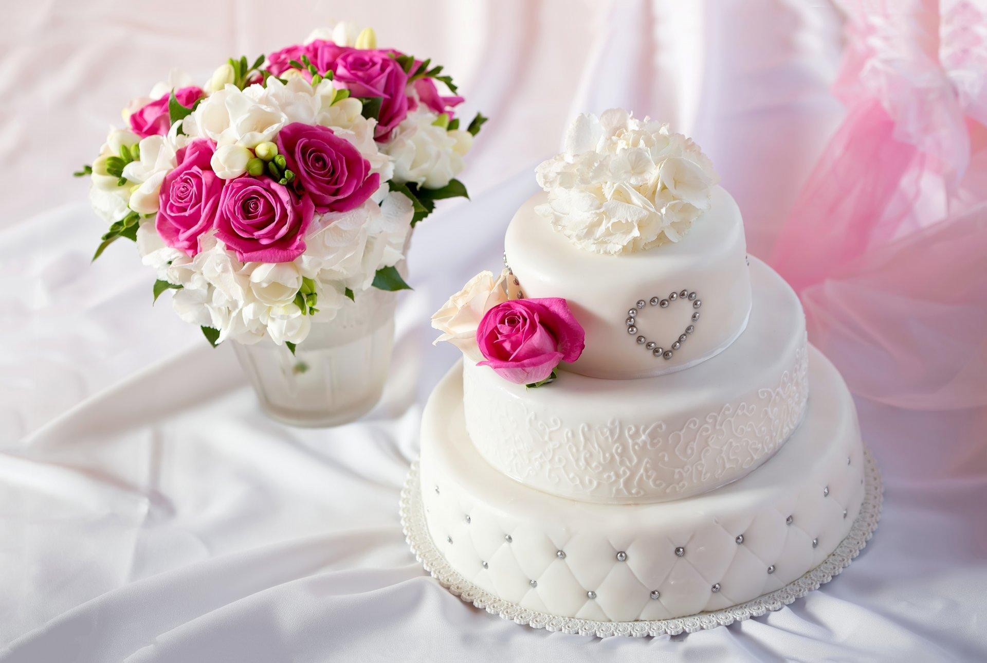 cake wedding white heart flower roses mills HD wallpaper
