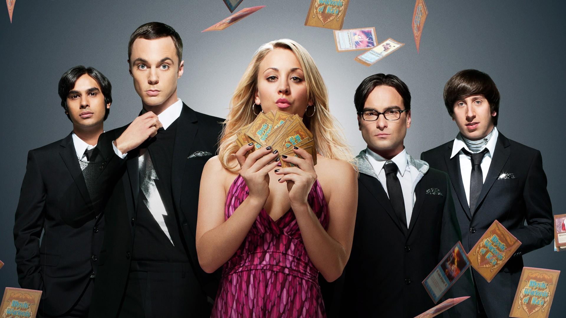 cards, Kaley Cuoco, Jim Parsons, TV posters, photomanipulations